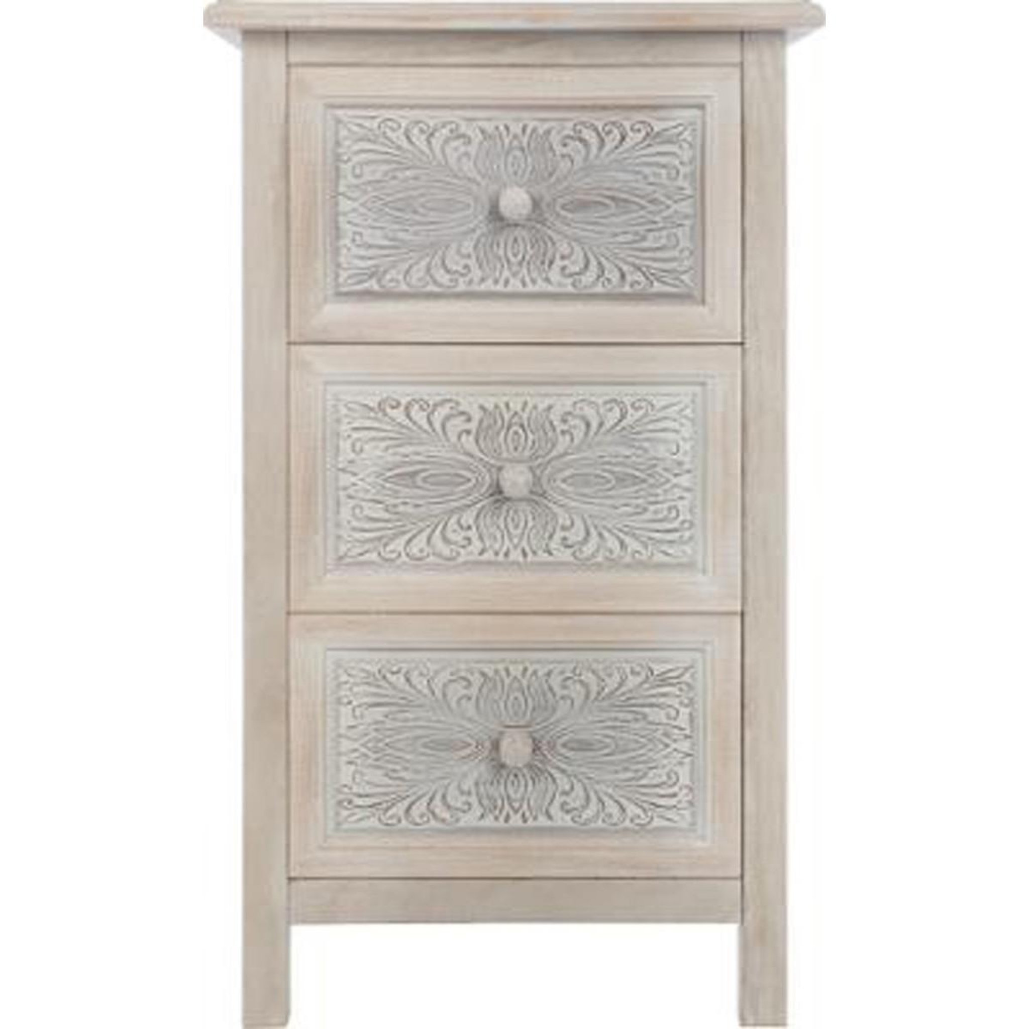 Voir la diapositive 2 : ATMOSPHERA Commode vintage 3 tiroirs  hina  80cm blanc
