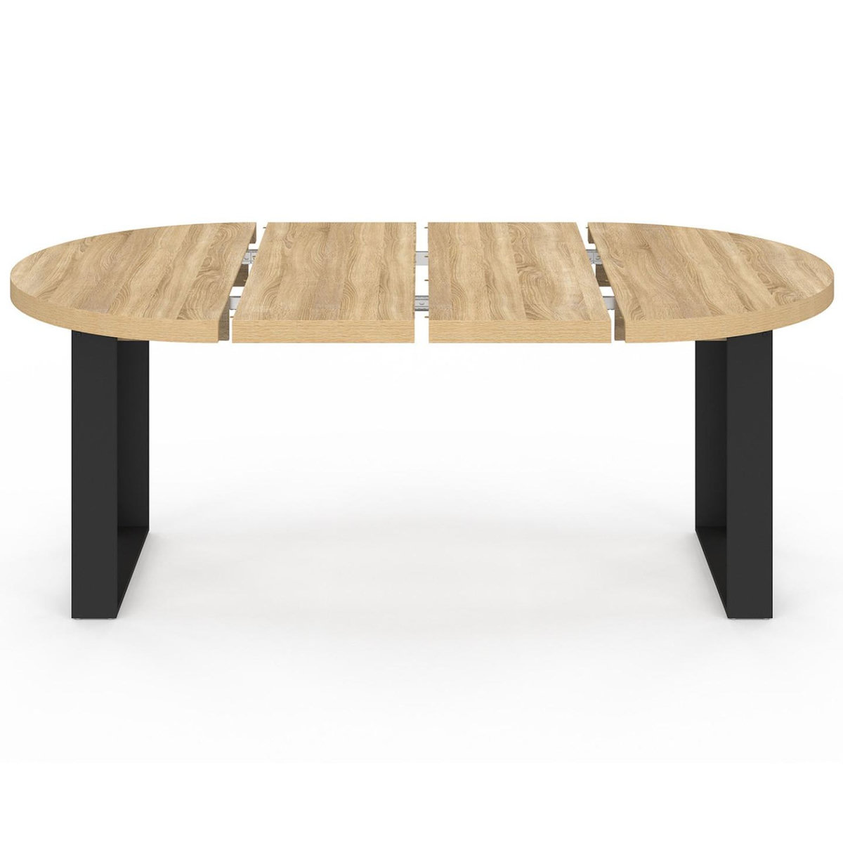 ID MARKET Table à manger extensible ronde PHOENIX 4-10 personnes bois et noir 110-200 cm