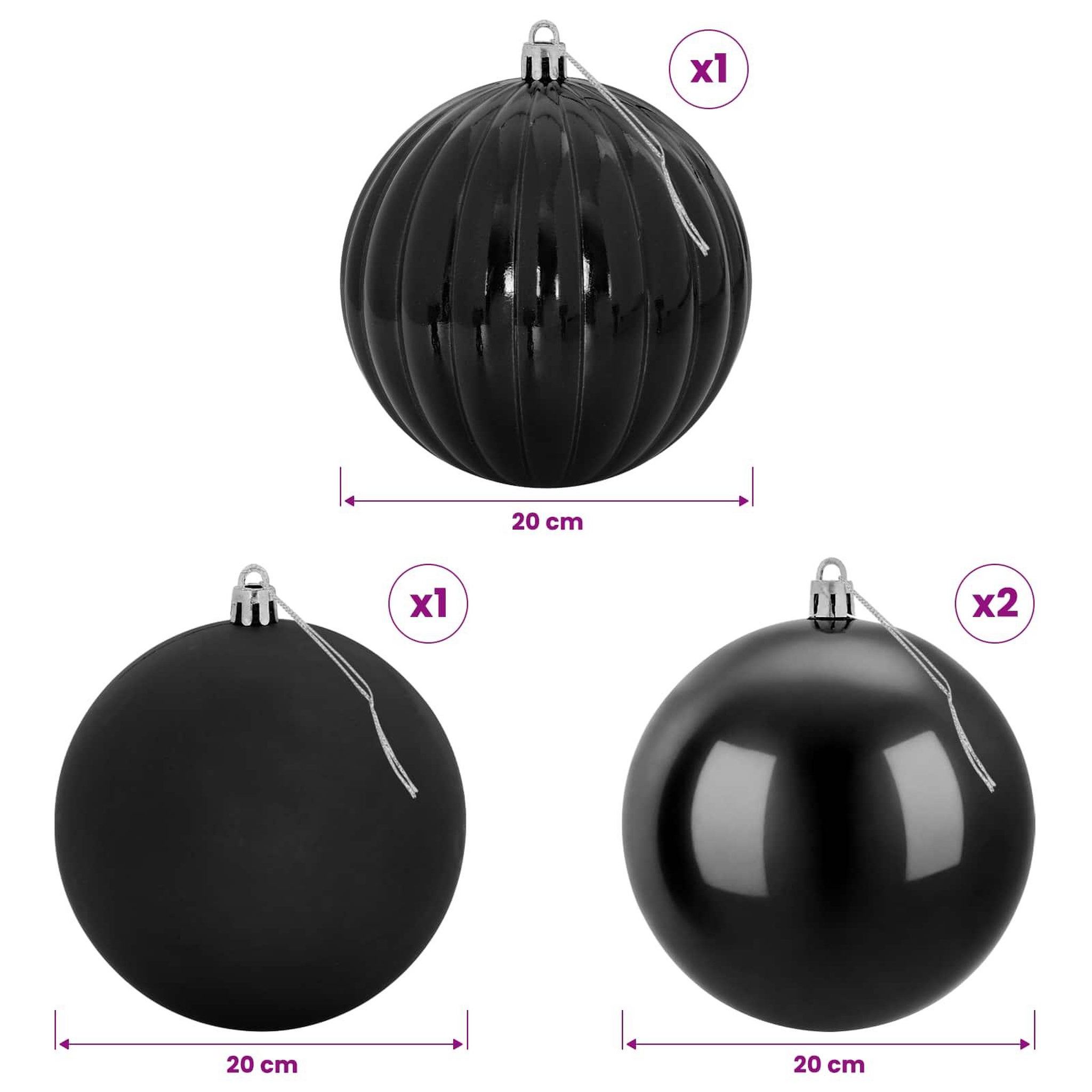 Voir la diapositive 6 : VIDAXL Lot de boules de Noël XXL 4 pc Noir Diam. 20 cm Plastique