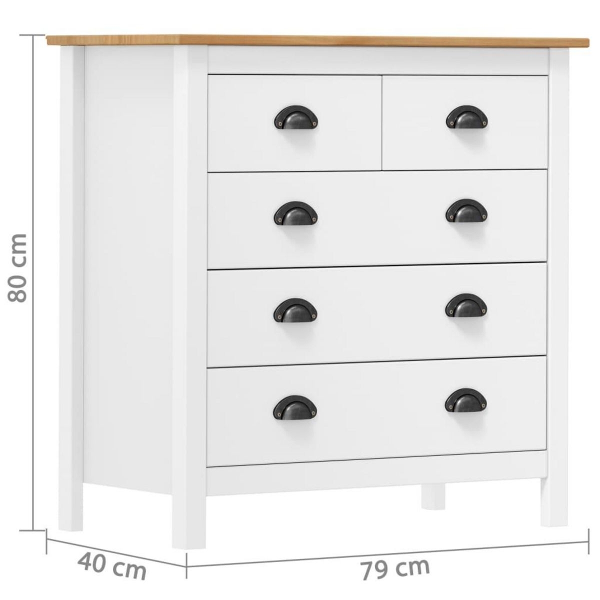 VIDAXL Buffet Hill Blanc 79x40x80 cm Bois de pin solide