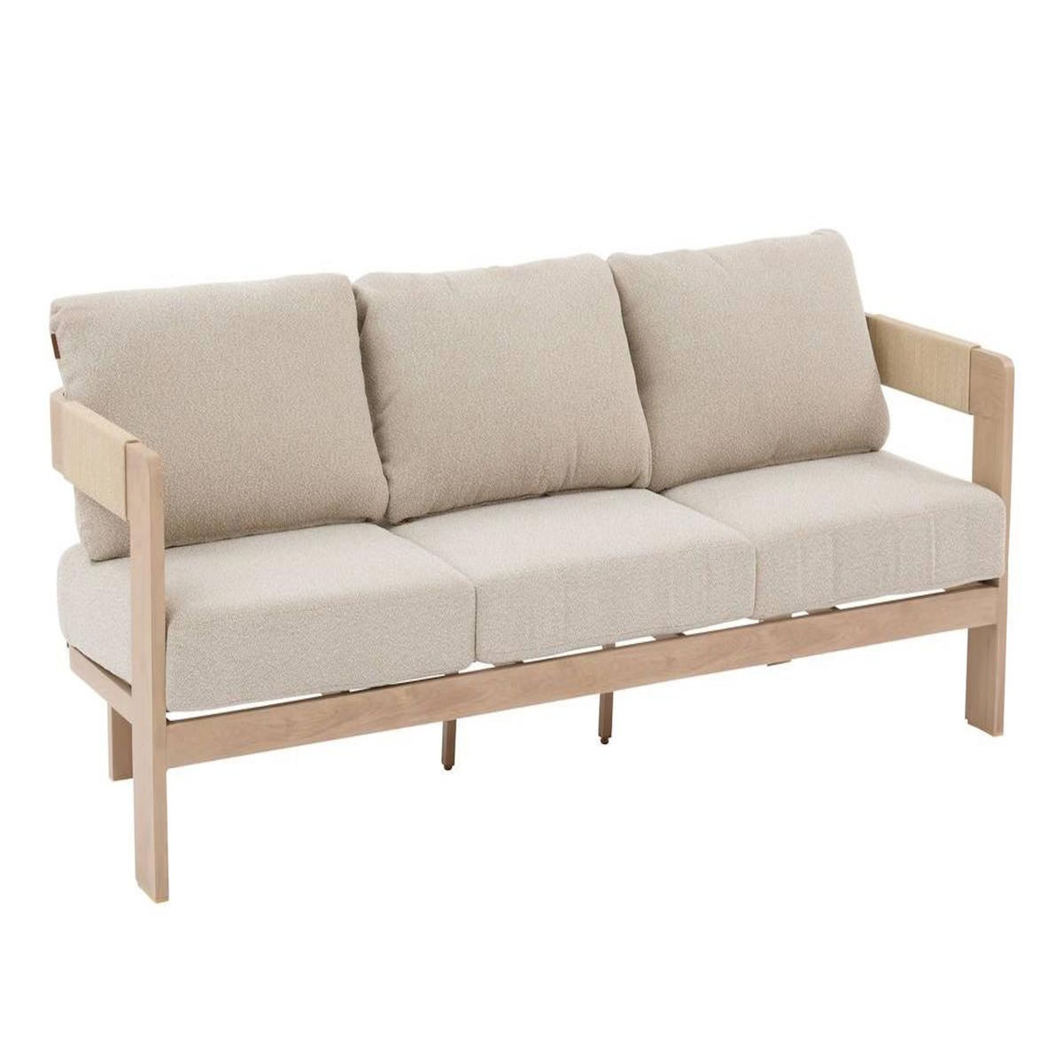 HESPERIDE Salon de jardin en alu effet bois Oryna Beige/Honey - 5 places - Hespéride