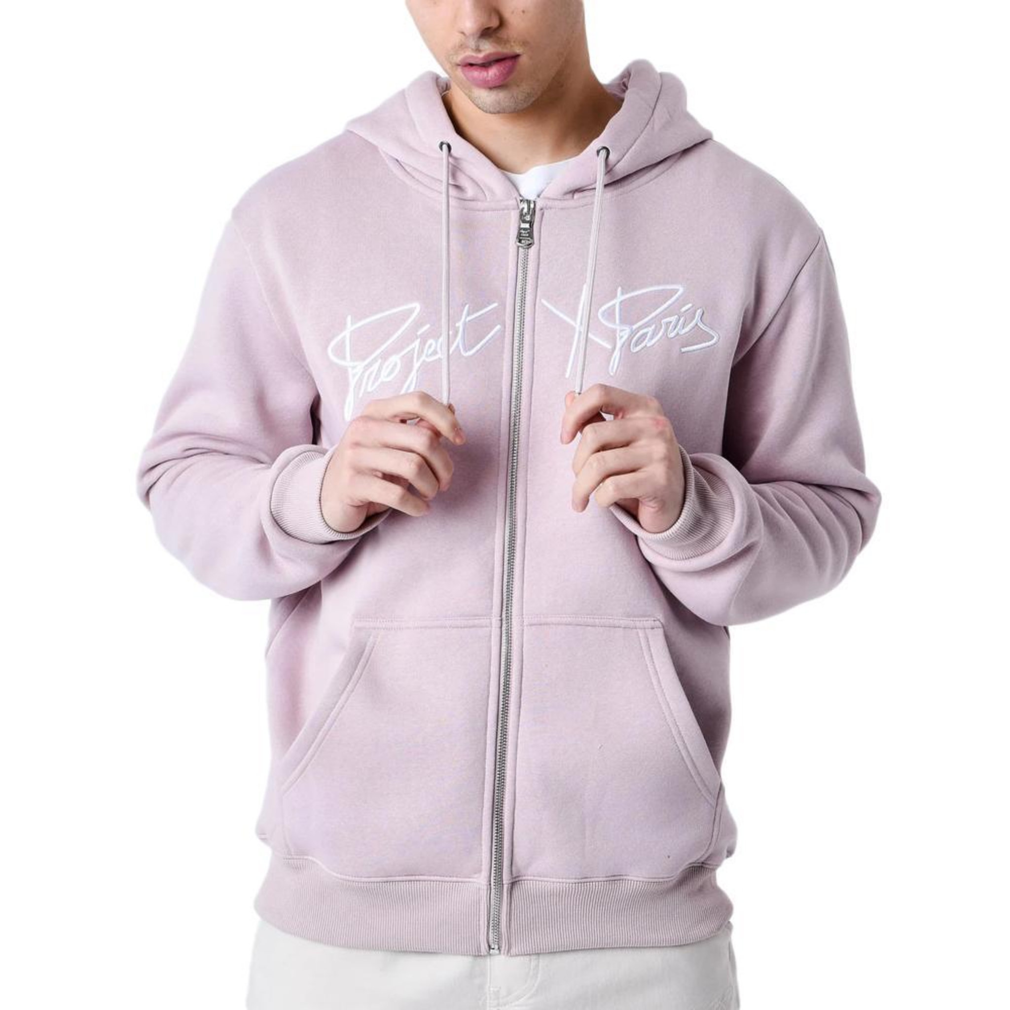 Project X Sweat Zippé  Homme Project X Paris Broderie Origin. Coloris disponibles : Rose