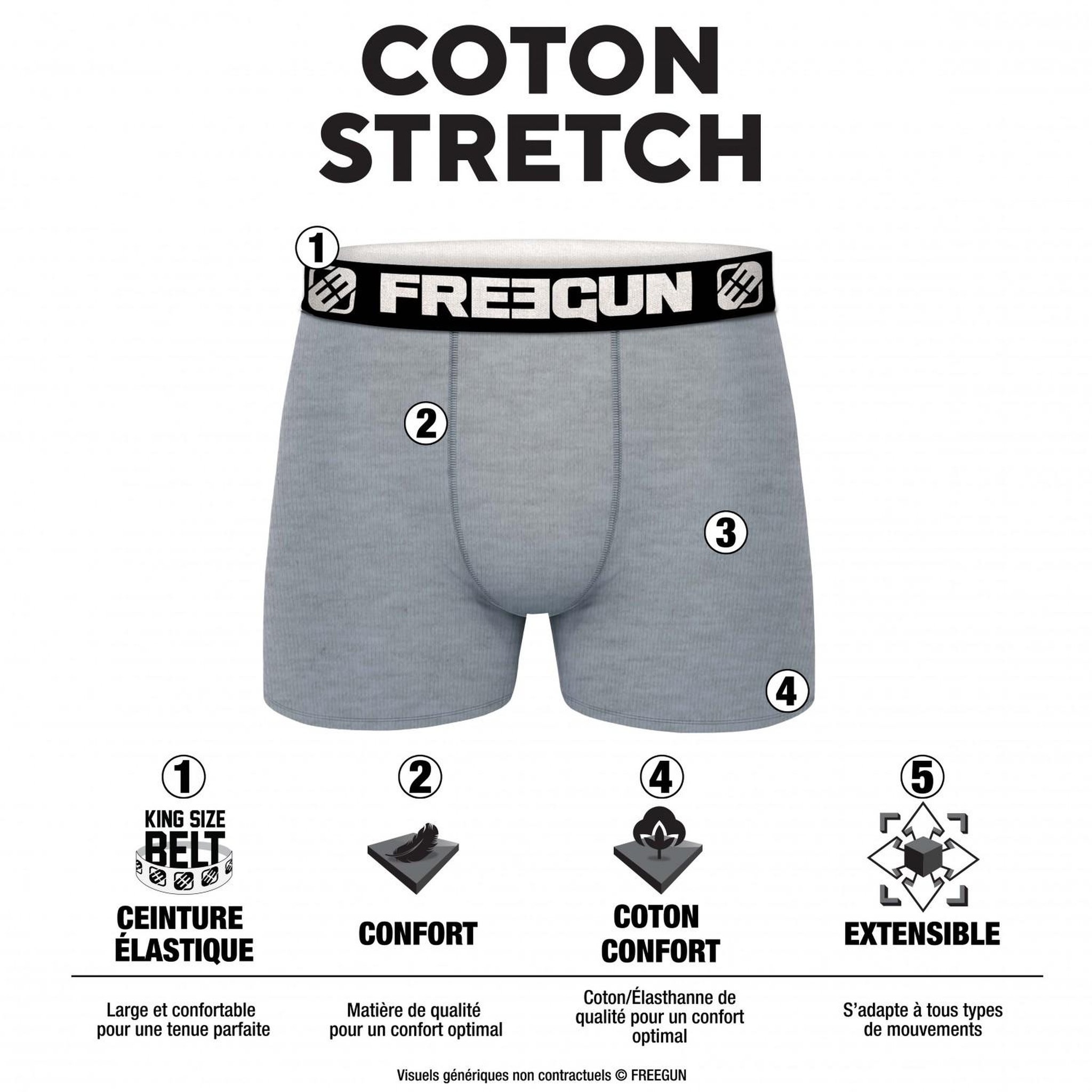 Voir la diapositive 2 : FREEGUN Lot de 6 Boxers coton homme Uni