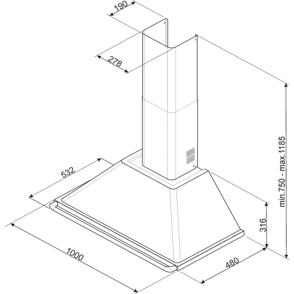 SMEG Hotte décorative murale KT100BLE