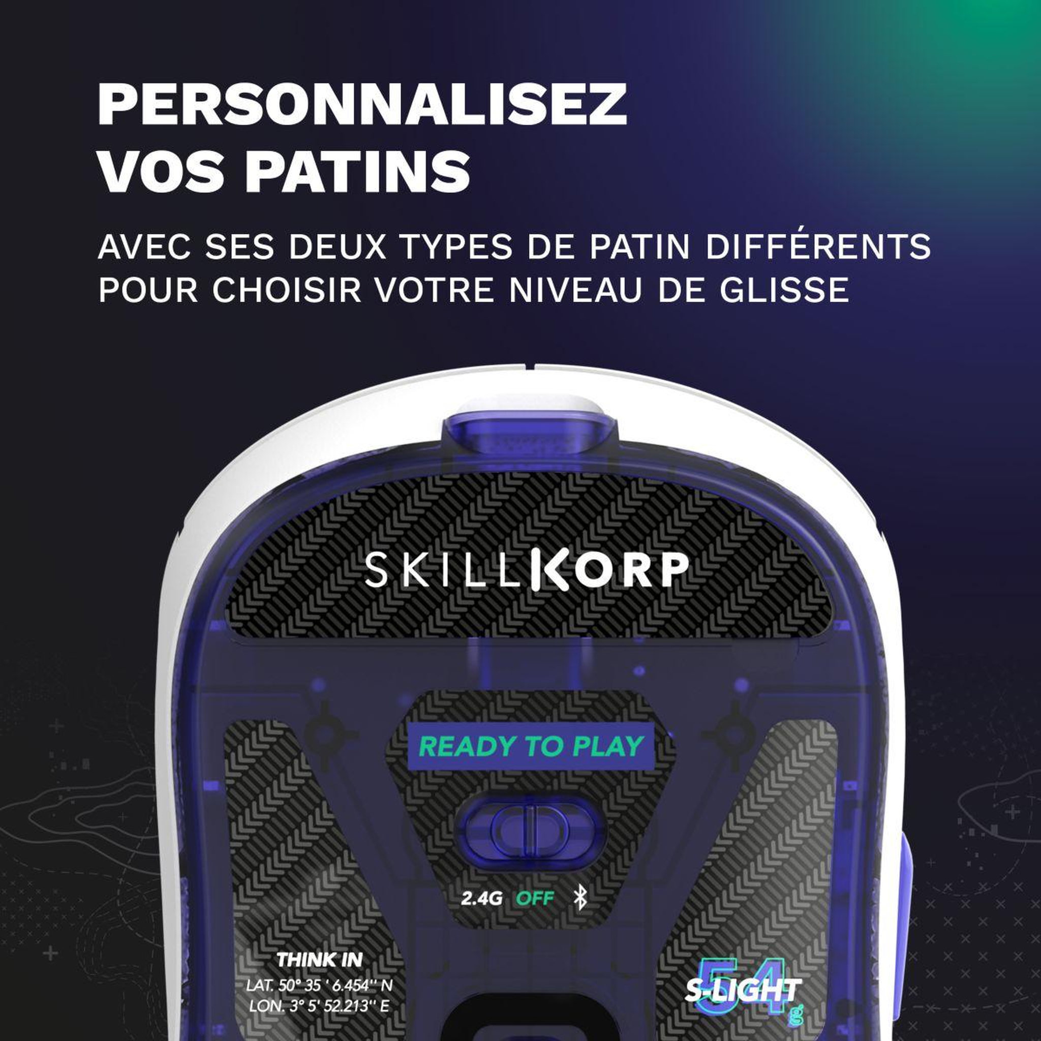 Voir la diapositive 3 : SKILLKORP Souris gamer sans fil m20 blanche ultimate 1k