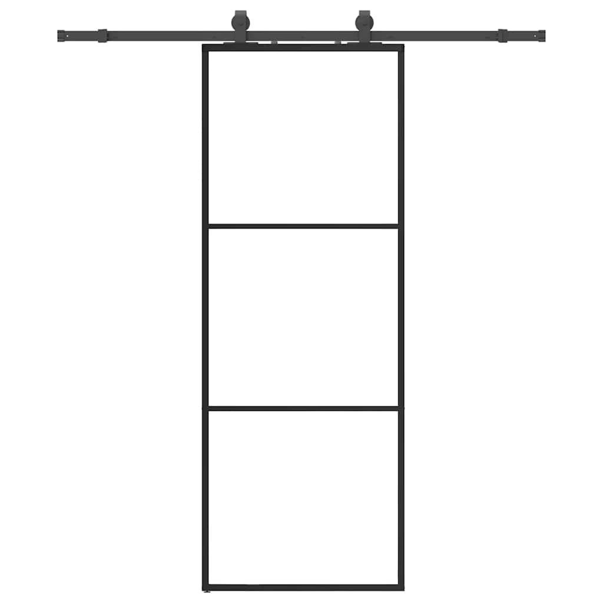Voir la diapositive 2 : VIDAXL Porte coulissante kit de quincaillerie noir 76x205 cm verre ESG