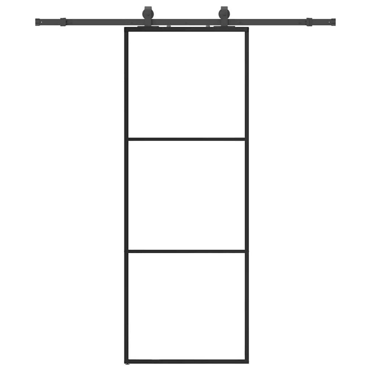 VIDAXL Porte coulissante kit de quincaillerie noir 76x205 cm verre ESG