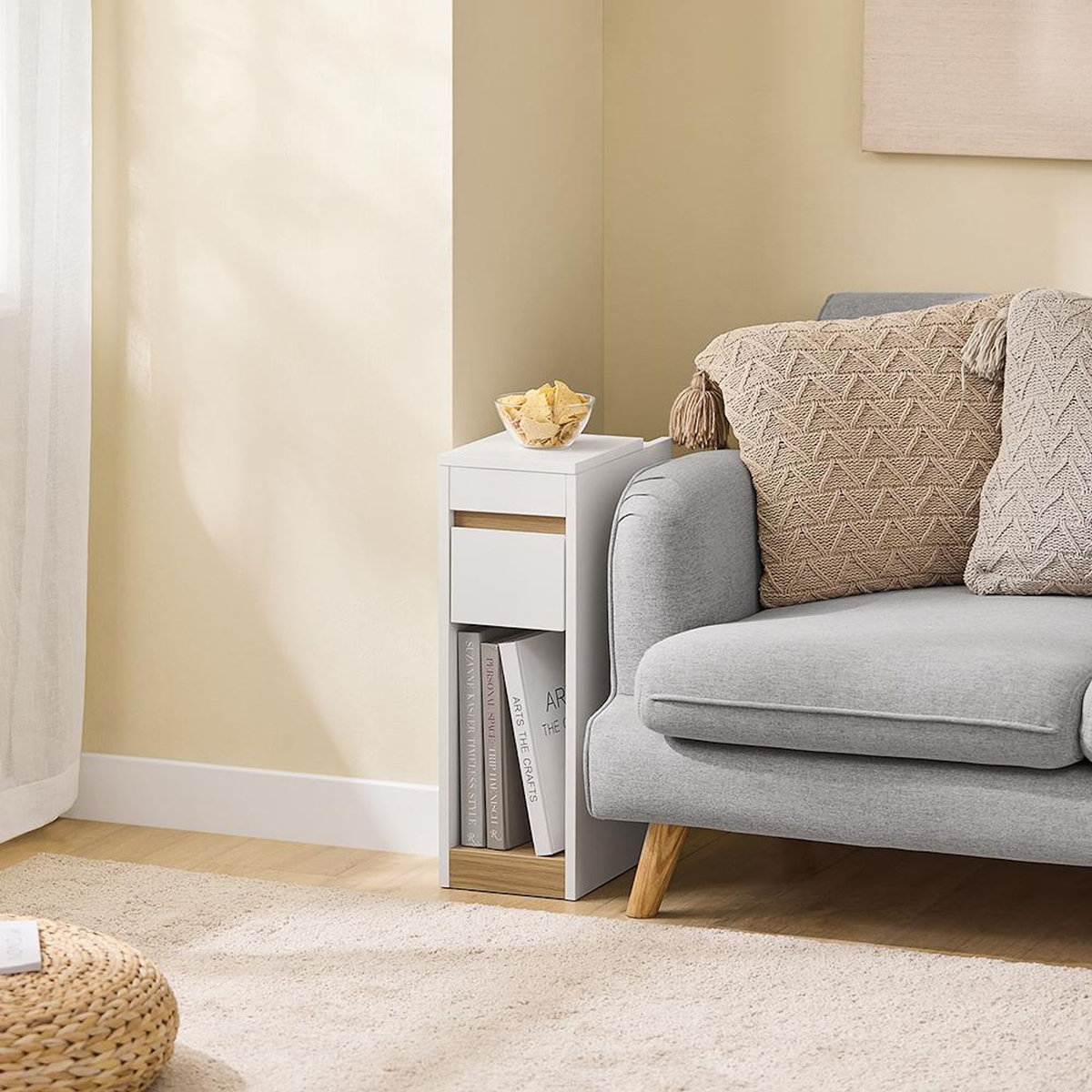 SOBUY SoBuy - Table De Chevet à un tiroir - Blanc - 35x20x60cm - Minimaliste - FBT163-NW