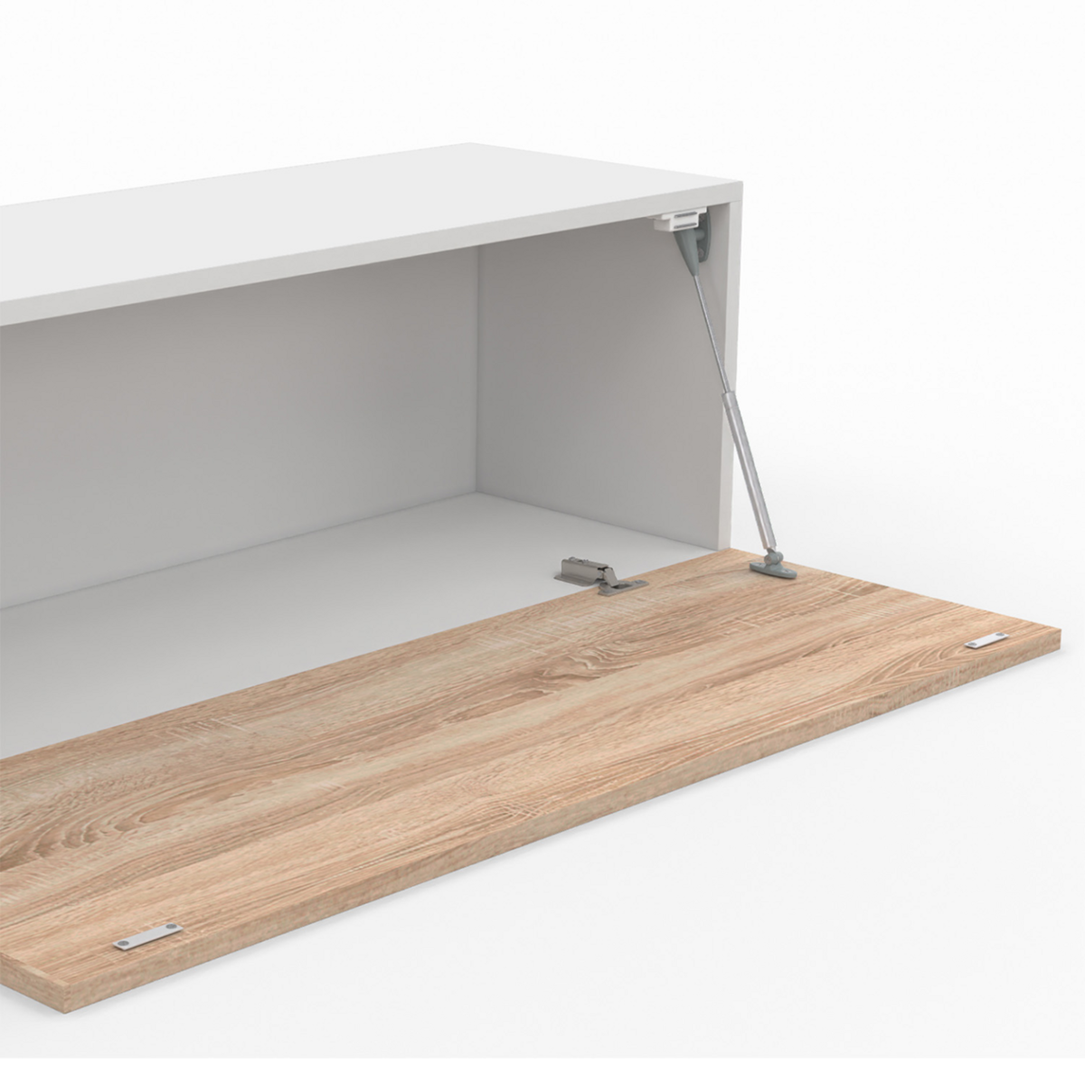 ID MARKET Meuble TV 180 cm suspendu ELIO 2 portes blanc et bois