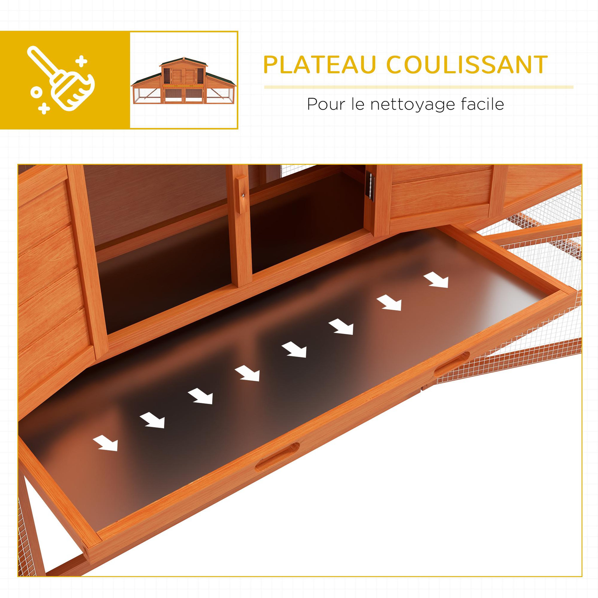 Voir la diapositive 6 : PAWHUT Clapier cage à lapins rongeurs xxl 2 étages 2 enclos tiroir déjection bois sapin pré-huilé