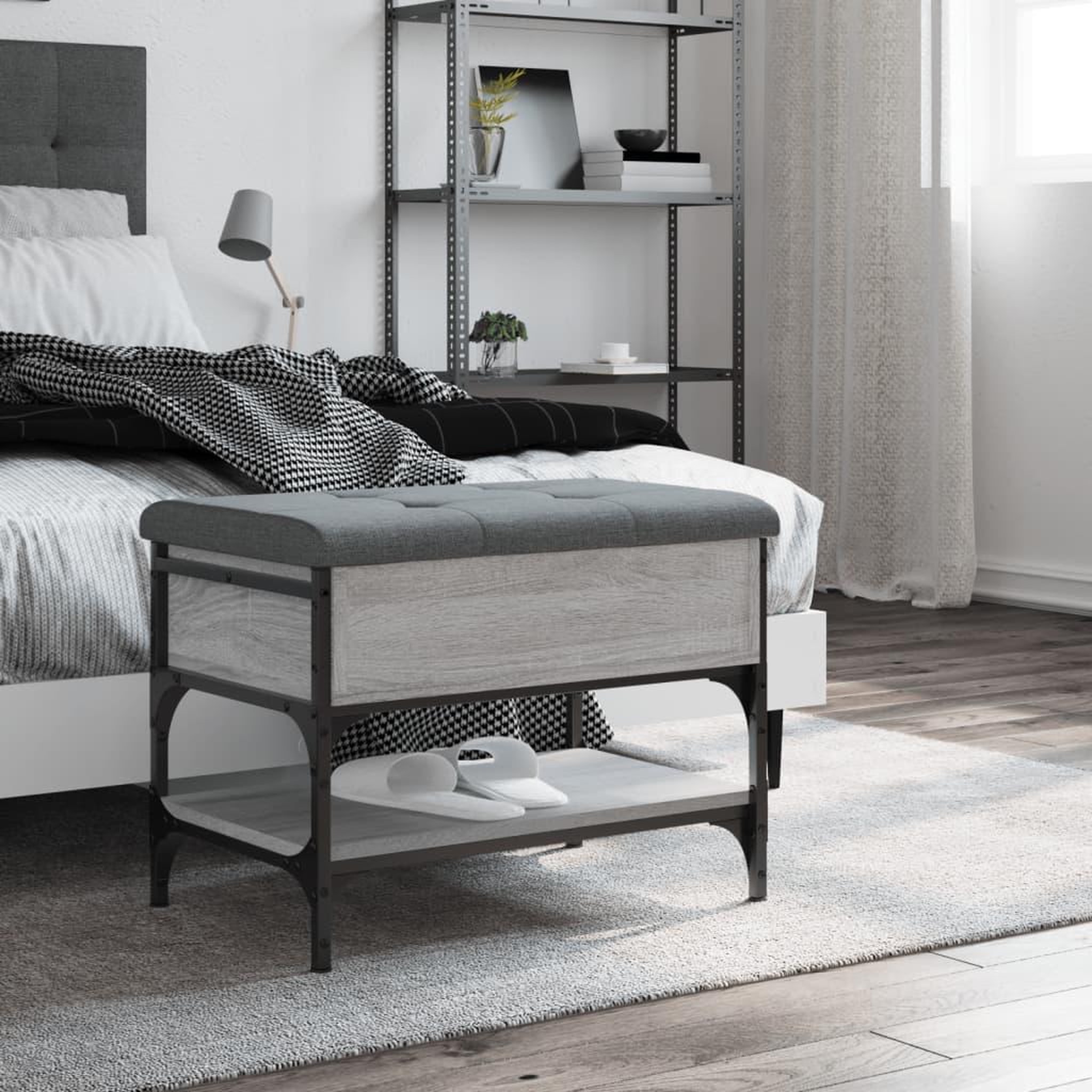 Voir la diapositive 3 : VIDAXL Banc a chaussures sonoma gris 62x42x45 cm bois d'ingenierie