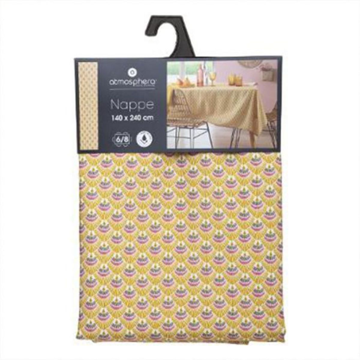ATMOSPHERA Nappe Antitache à Motifs  Gloria  140x240cm Ocre
