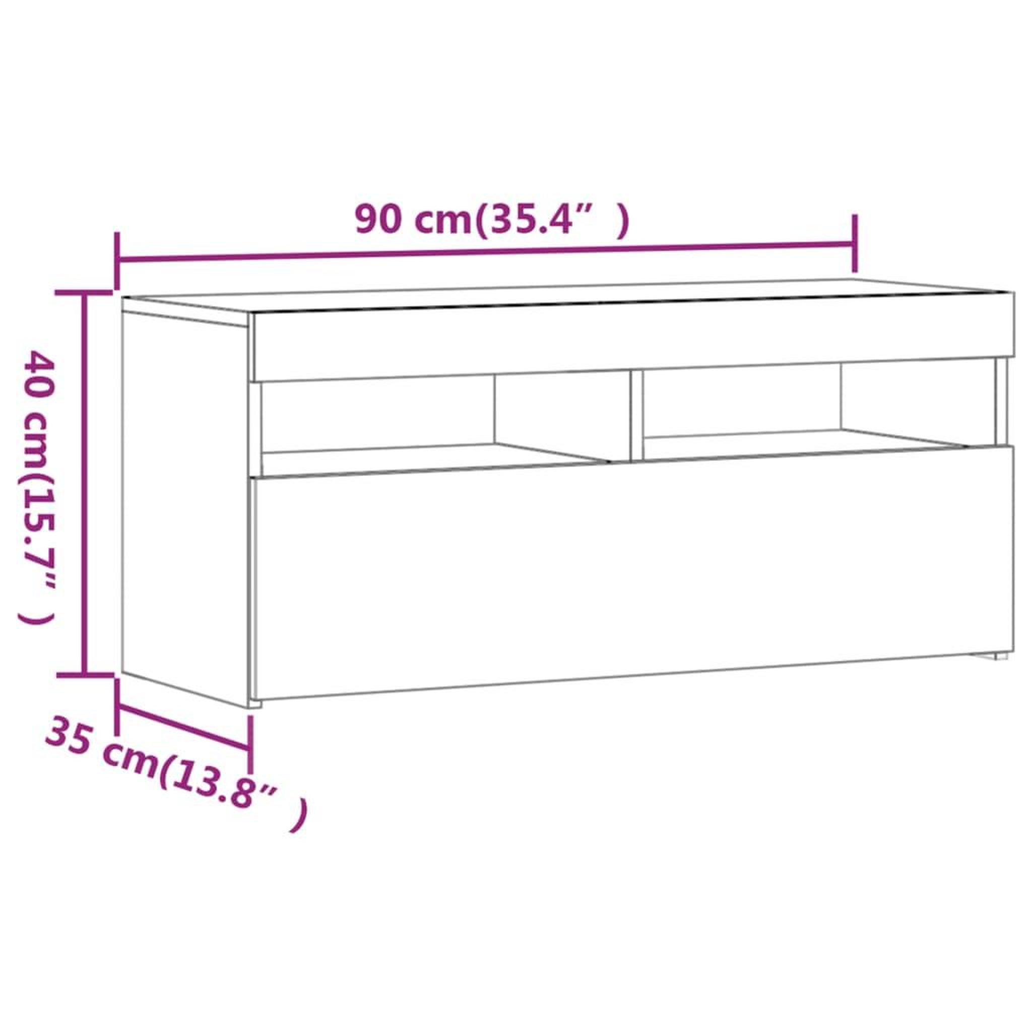 Voir la diapositive 6 : VIDAXL Meuble TV avec lumieres LED Chene marron 90x35x40 cm