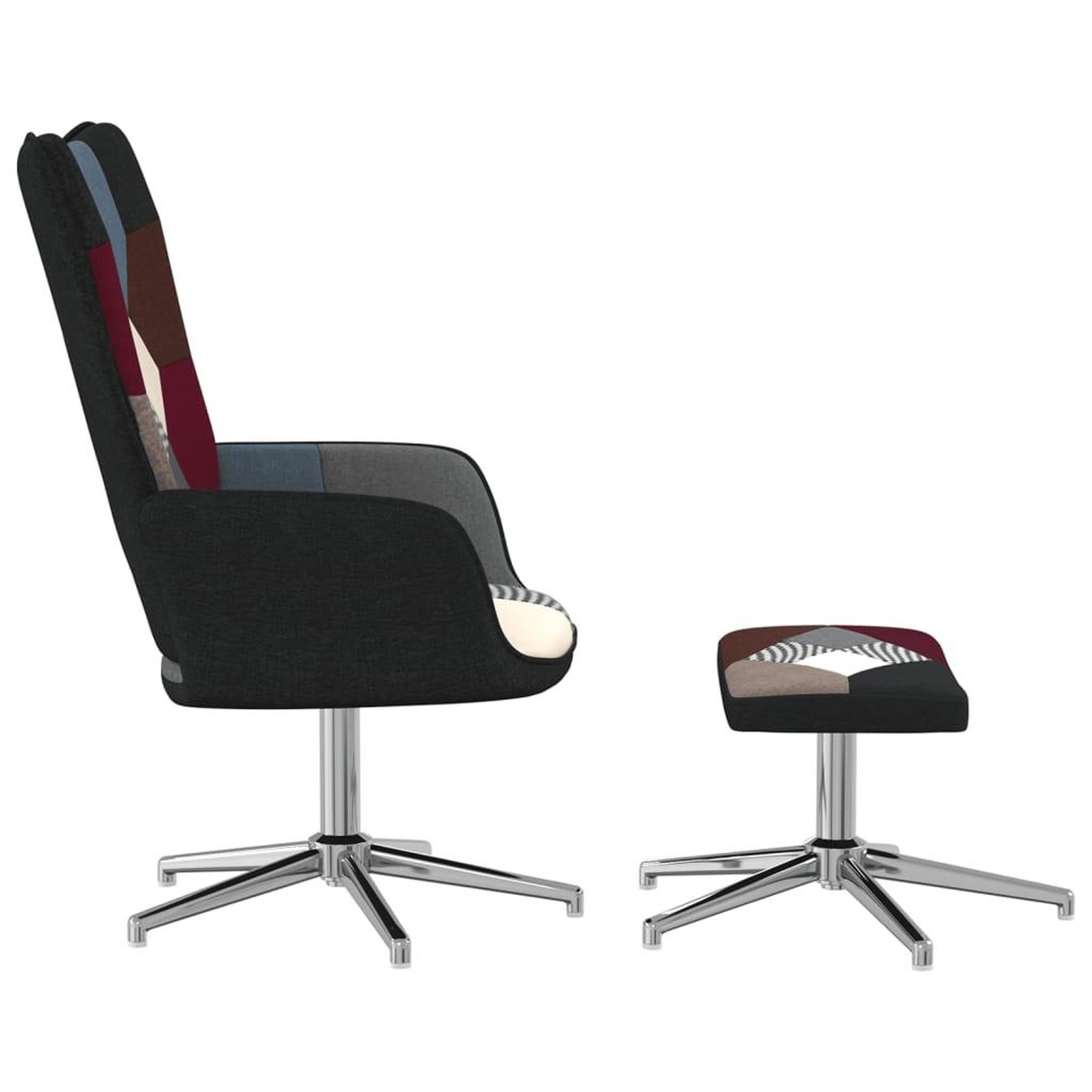 Voir la diapositive 3 : VIDAXL Chaise de relaxation avec tabouret Patchwork Tissu