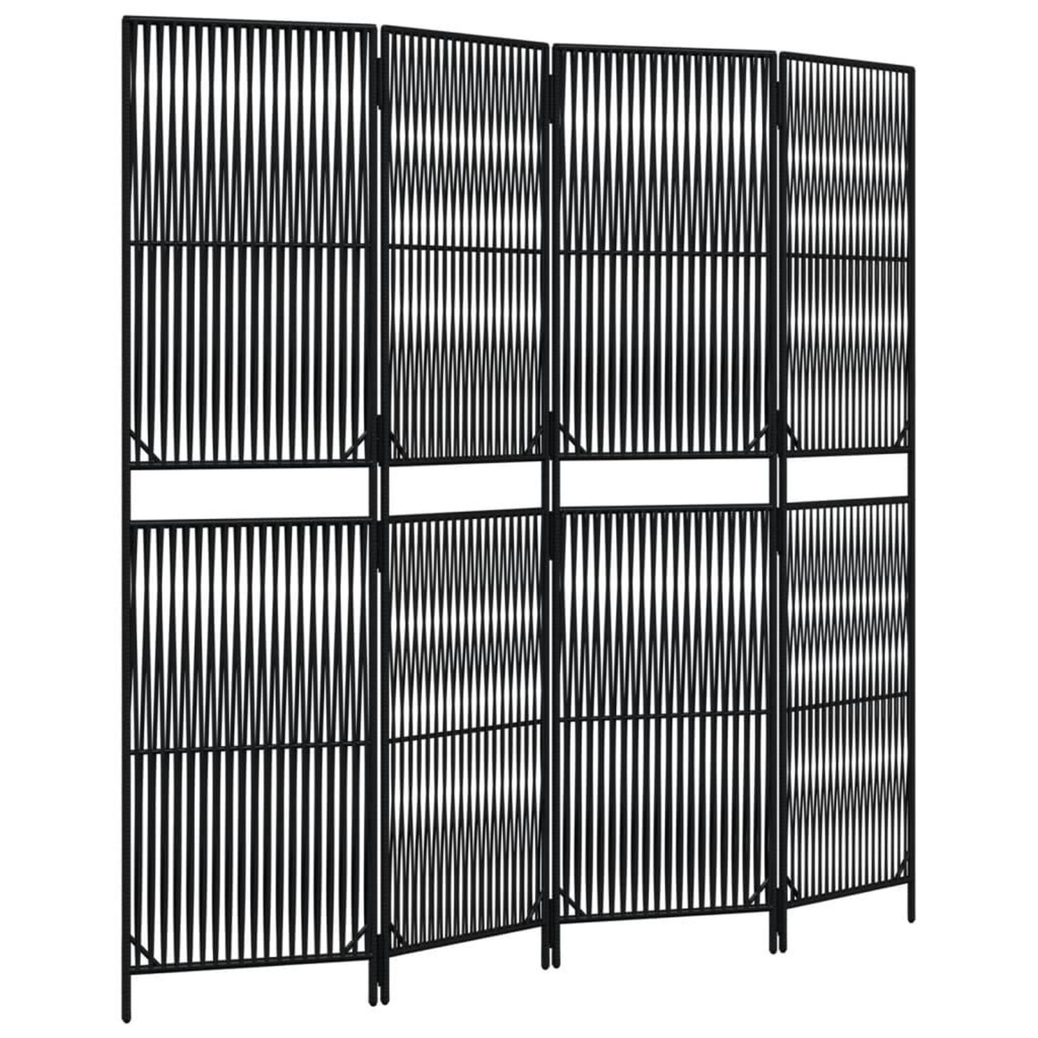 Voir la diapositive 2 : VIDAXL Cloison de separation 4 panneaux noir resine tressee