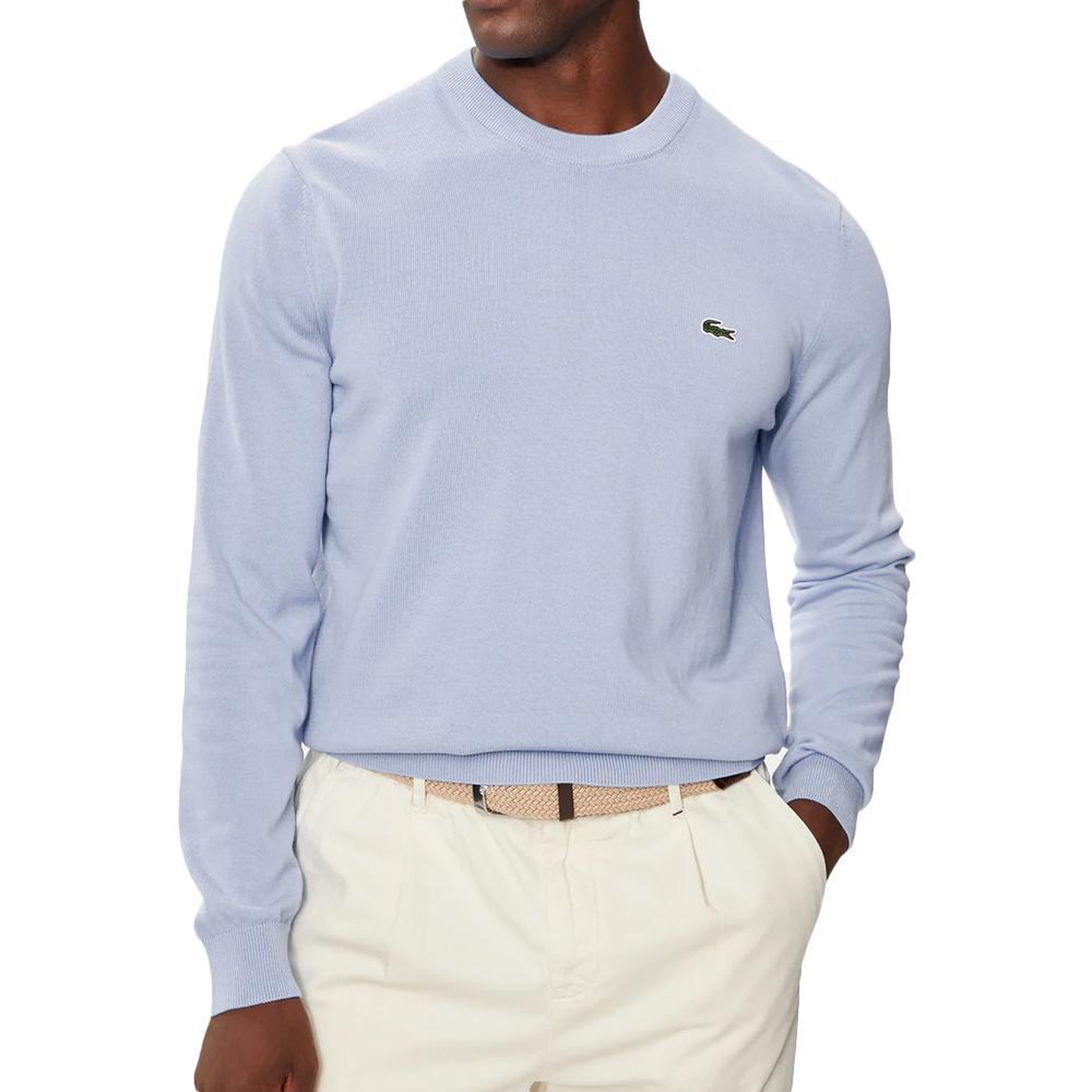 Lacoste Pull Bleu Clair Homme Lacoste Organic Cotton Crew. Coloris disponibles : Bleu