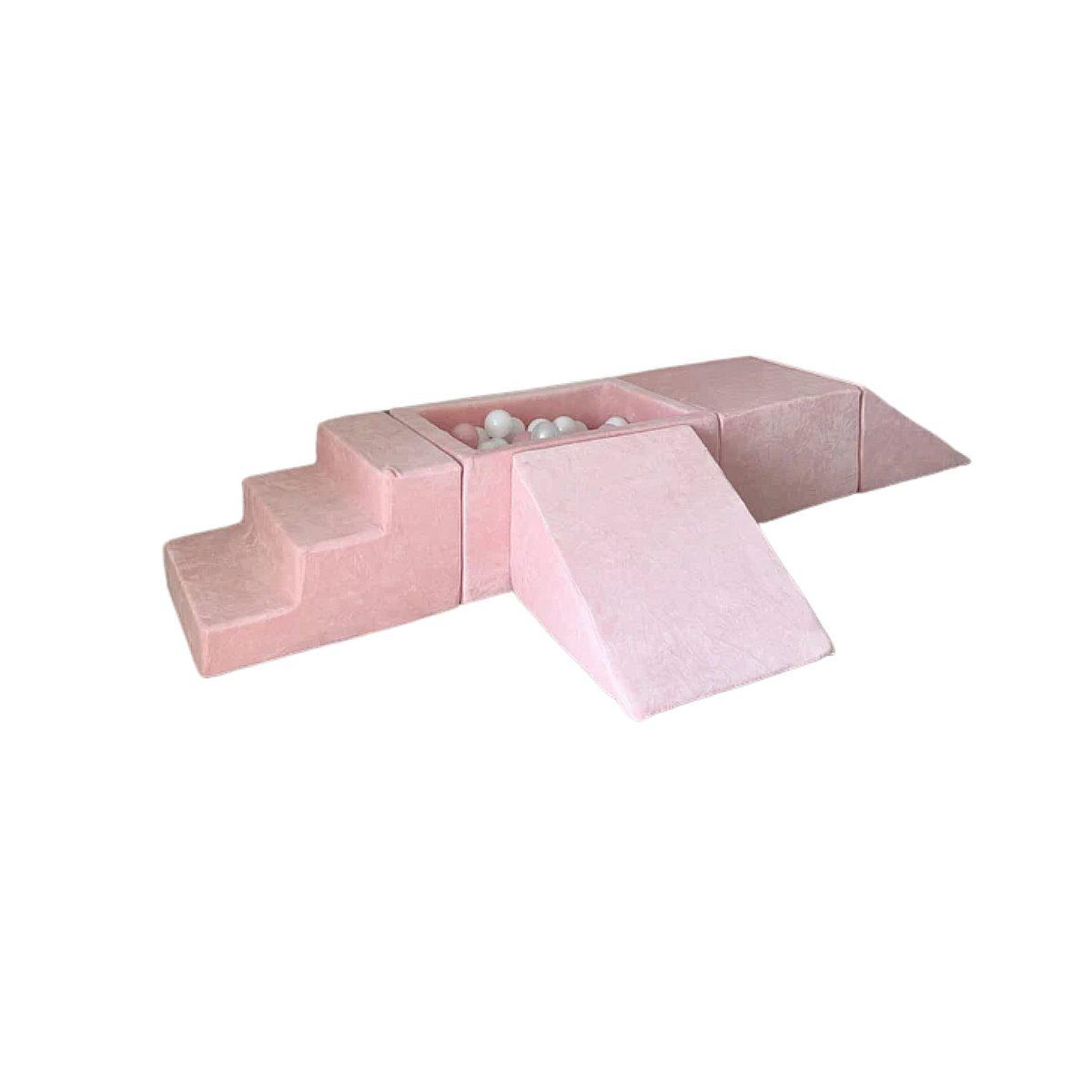 MONIO FOR KIDS Jeu en mousse 5 éléments avec mini piscine à balles velours rose