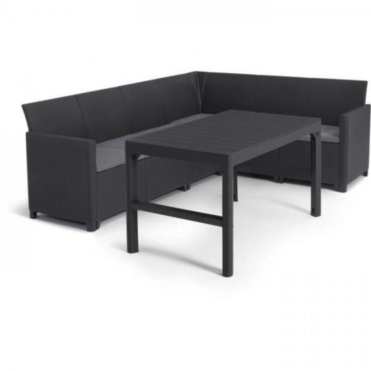 ALLIBERT by KETER Salon de jardin avec table basse 2 en 1 - en résine - Allibert by KETER - 6 personnes - SanRemo - Gris graphite