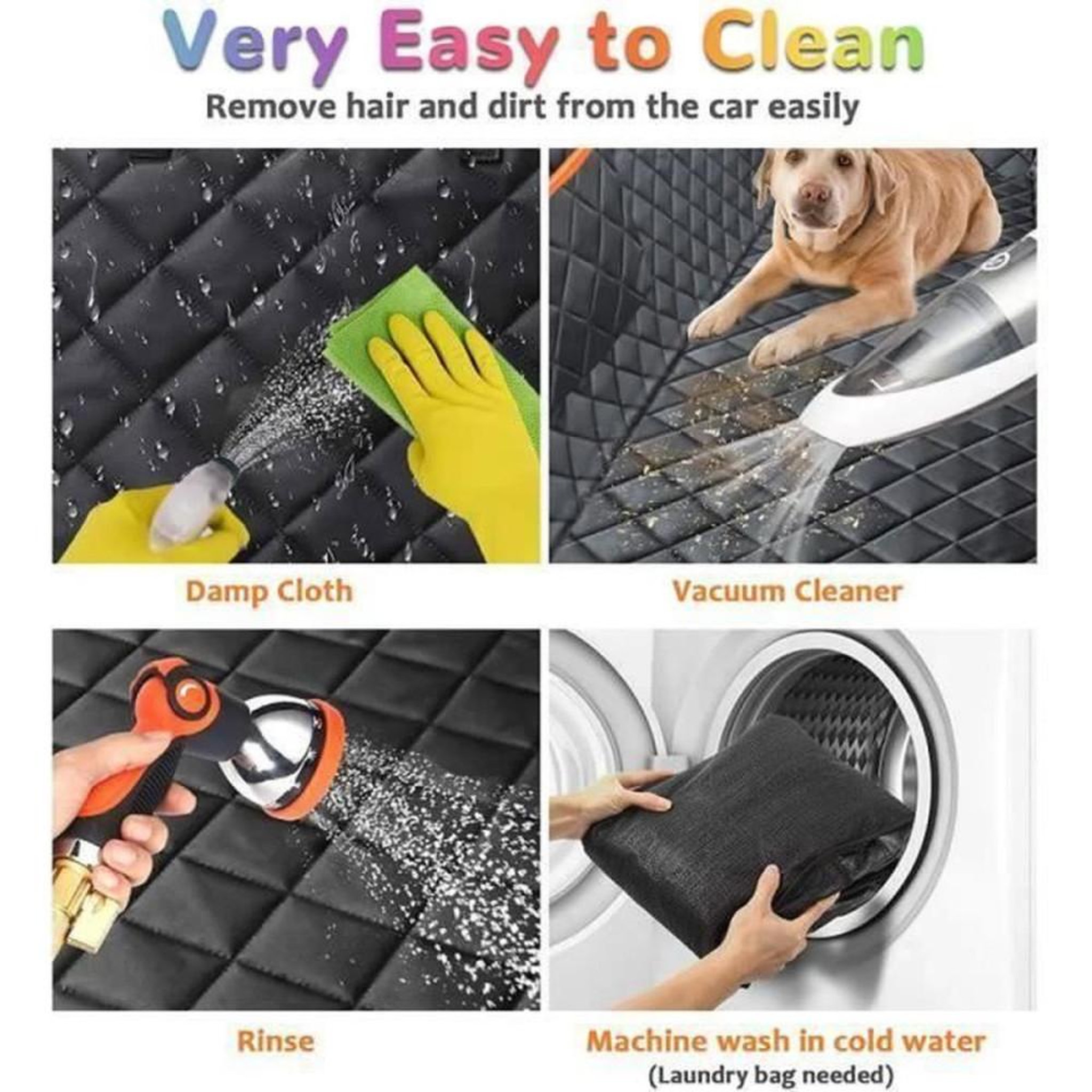 Voir la diapositive 3 : Hamac de protection banquette arrière pour chien et chat gris imperméable