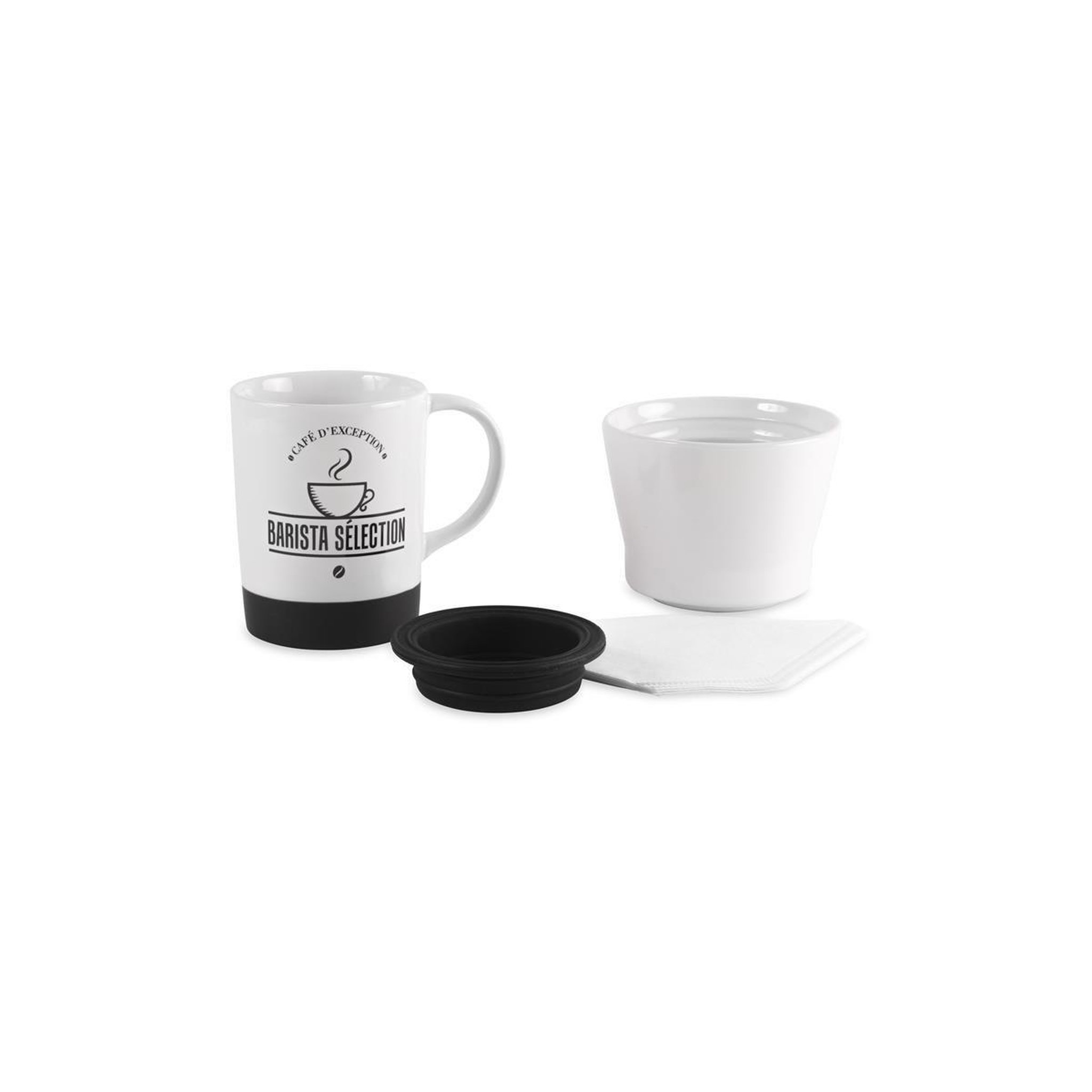 Voir la diapositive 1 : COOK CONCEPT Mug avec porte filtre & filtres  barista  18cm blanc