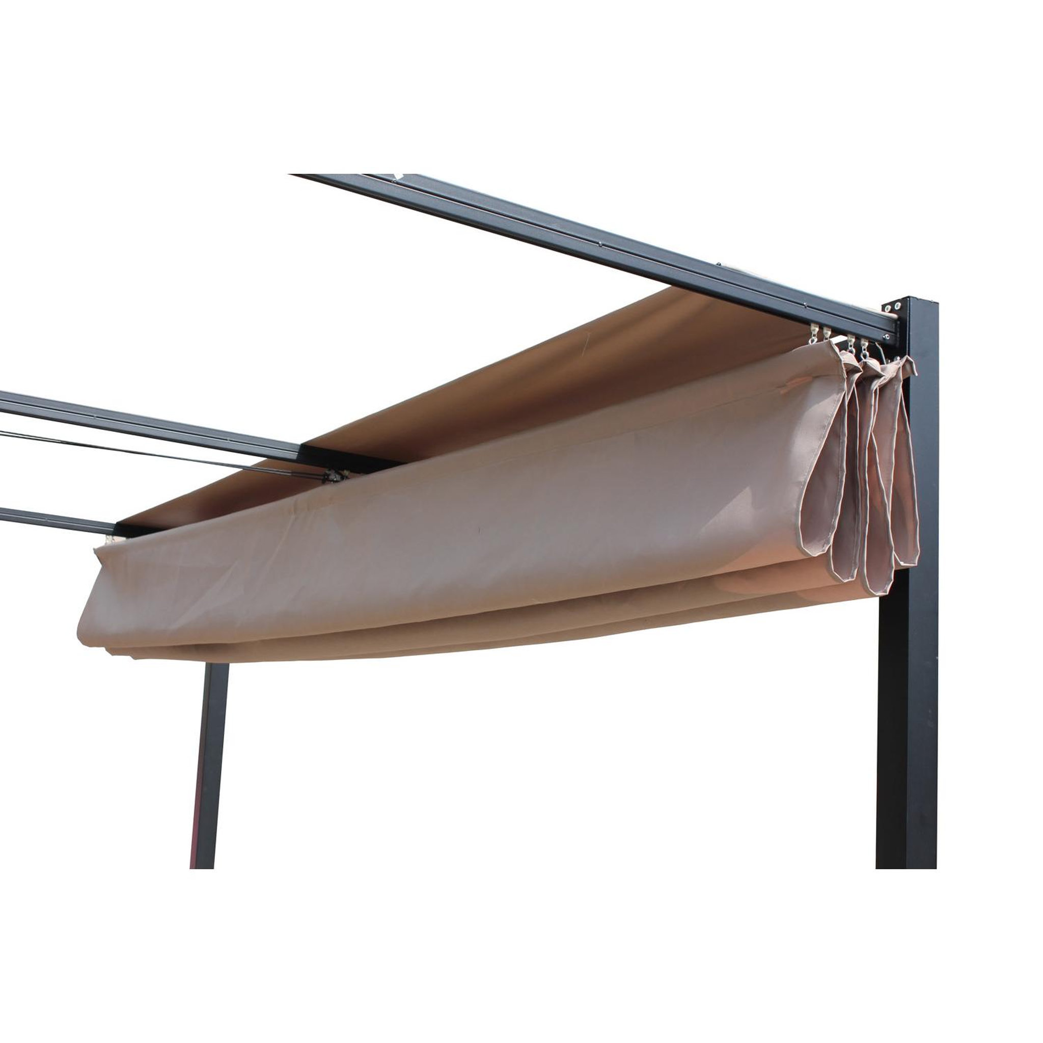 Voir la diapositive 3 : CONCEPT USINE Pergola autoportante 3 x 4m avec toile en polyester taupe tusa
