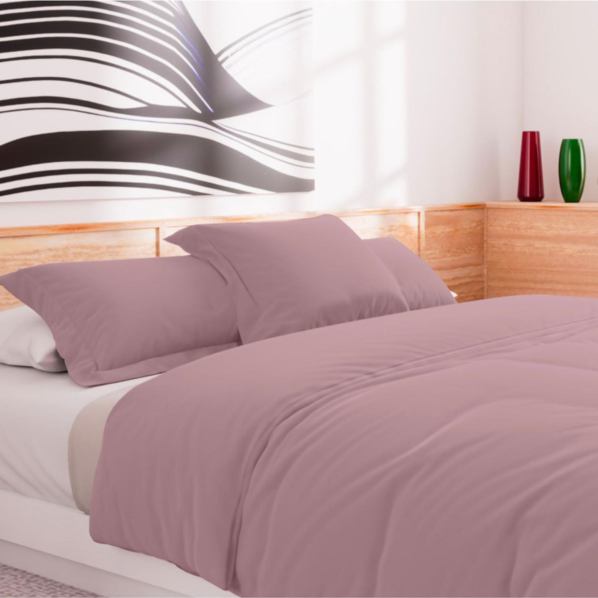 SOLEIL D'OCRE Housse de couette en coton 57 fils UNI, par Soleil d'Ocre