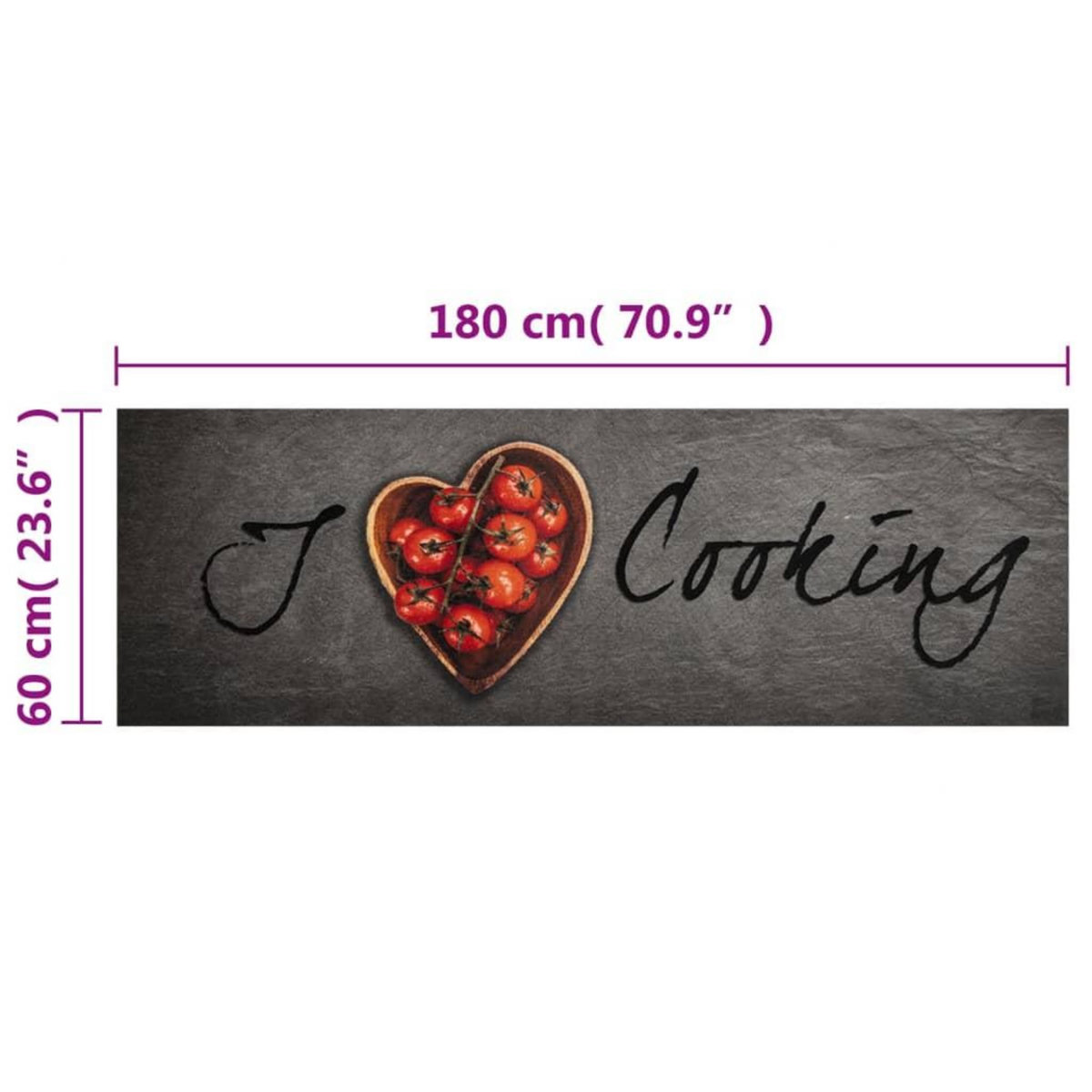 VIDAXL Tapis de cuisine lavable texte Cooking 60x180 cm velours