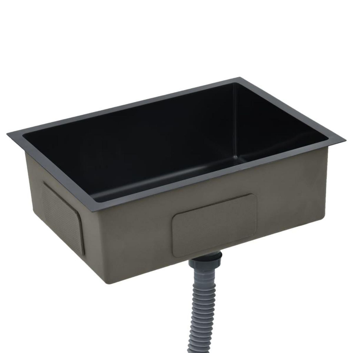 VIDAXL Evier de cuisine fait a la main Noir Acier inoxydable