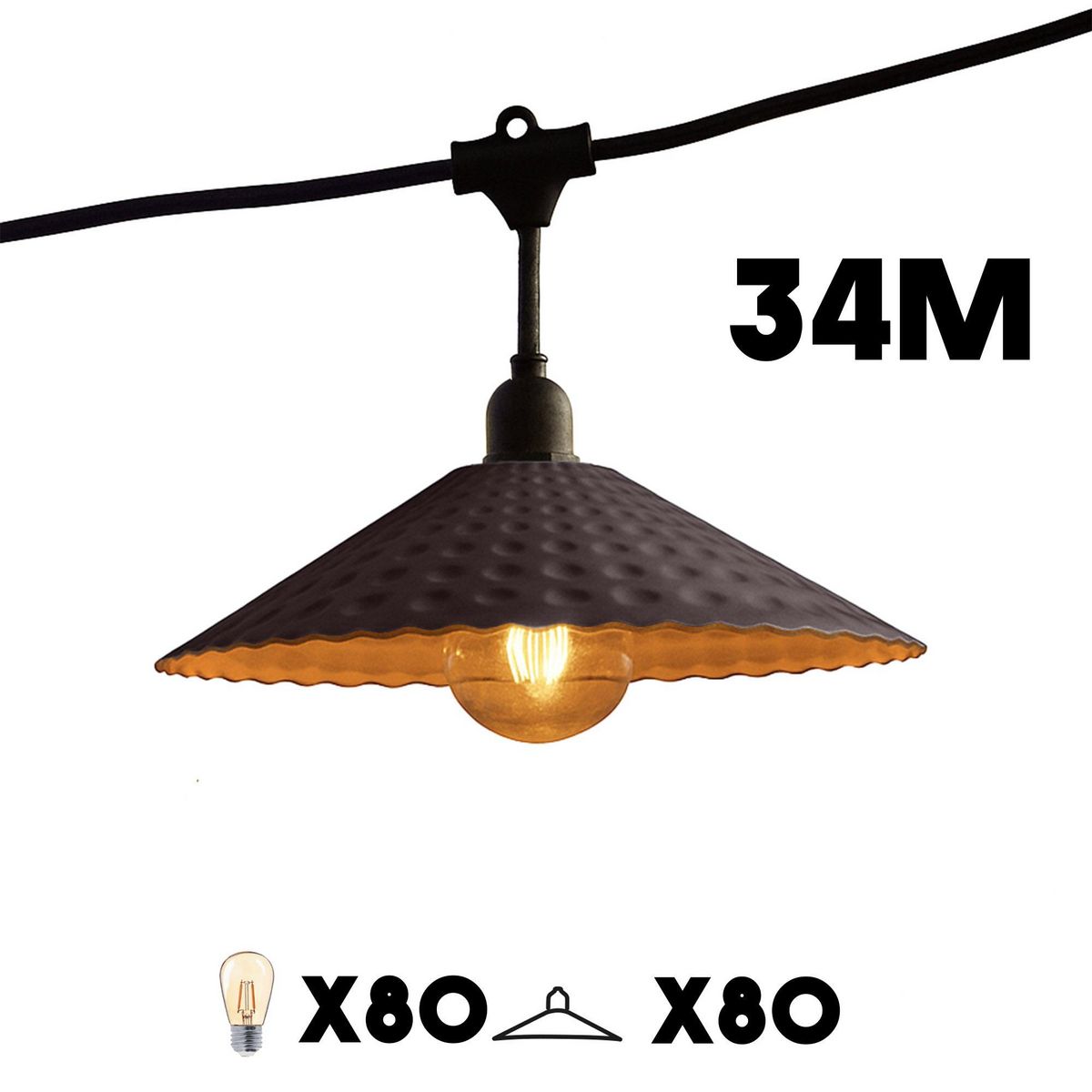 Lumisky Lot de 8 guirlandes VINTY Noir Acier 6M