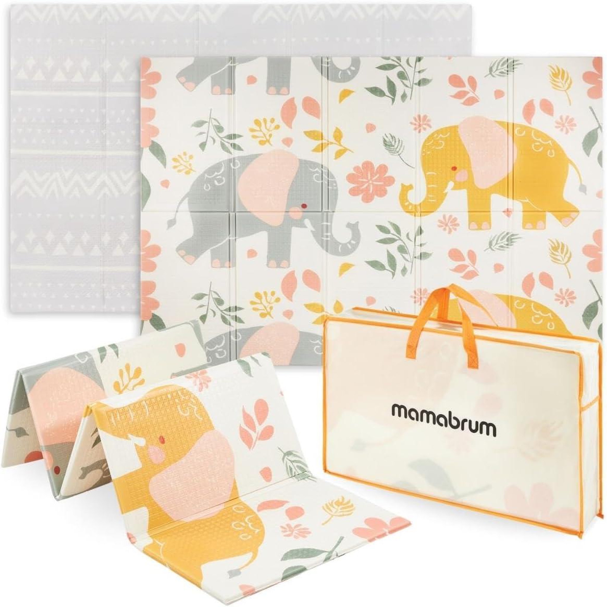 MOBY SYSTEM Tapis D'éveil Bébé Pliable Double faces, Tapis Mousse 180*120 Reversible, Facile à Nettoyer