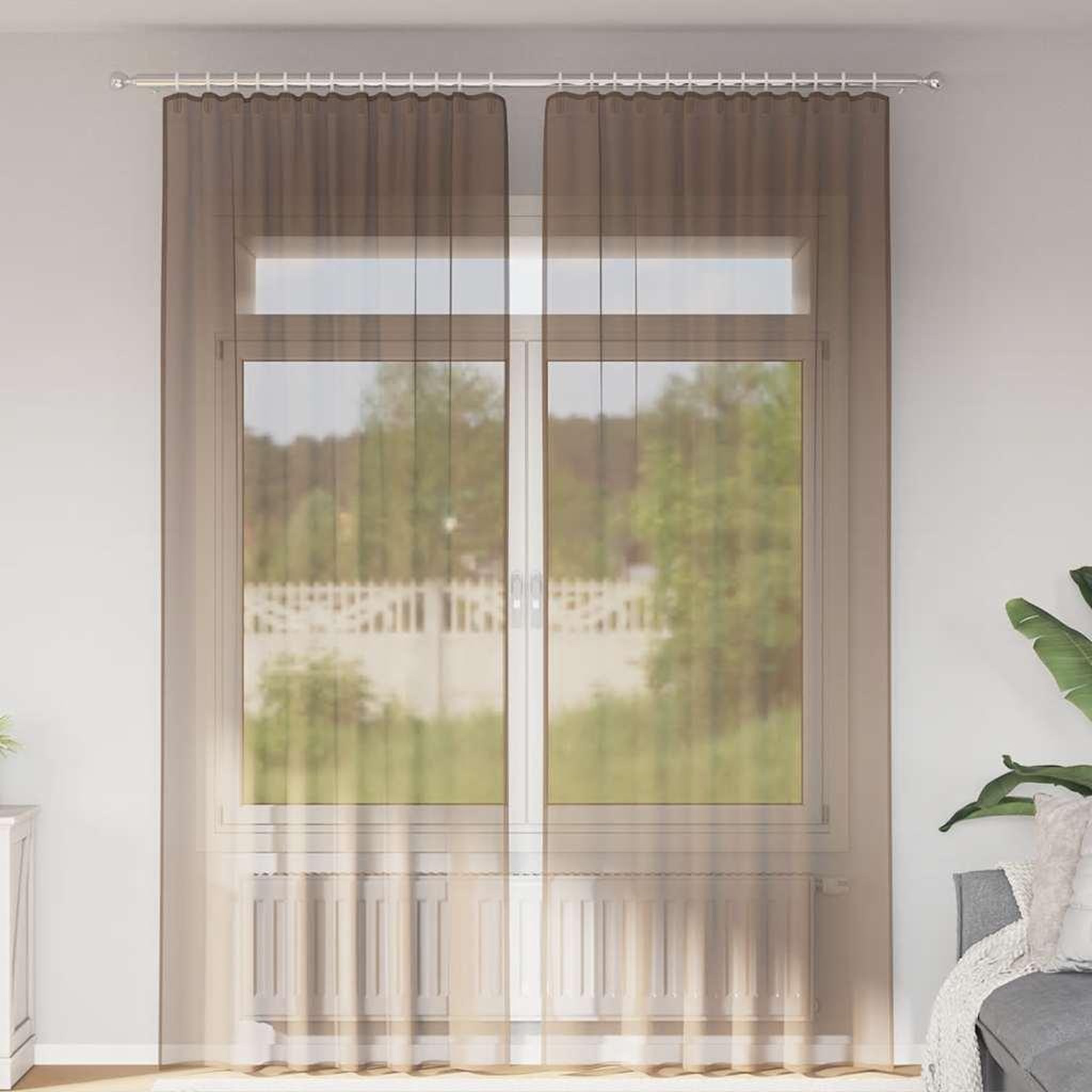 VIDAXL Rideaux en voile avec boucles 2 pcs marron clair 140x260 cm