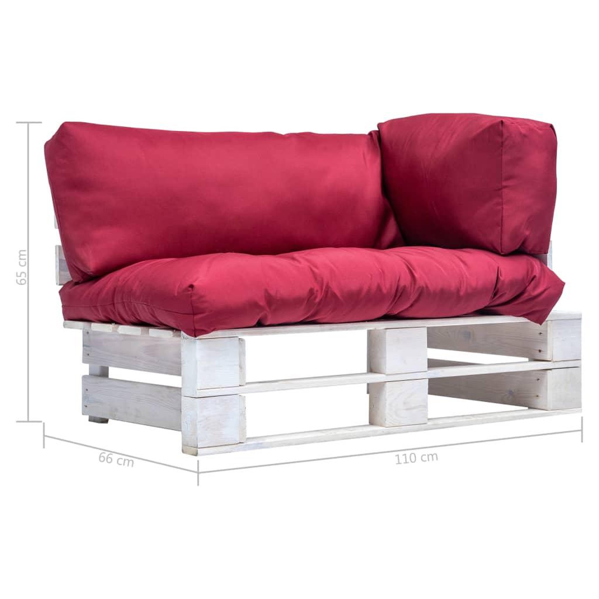 Voir la diapositive 4 : VIDAXL Canape de jardin palette avec coussins rouge pinede
