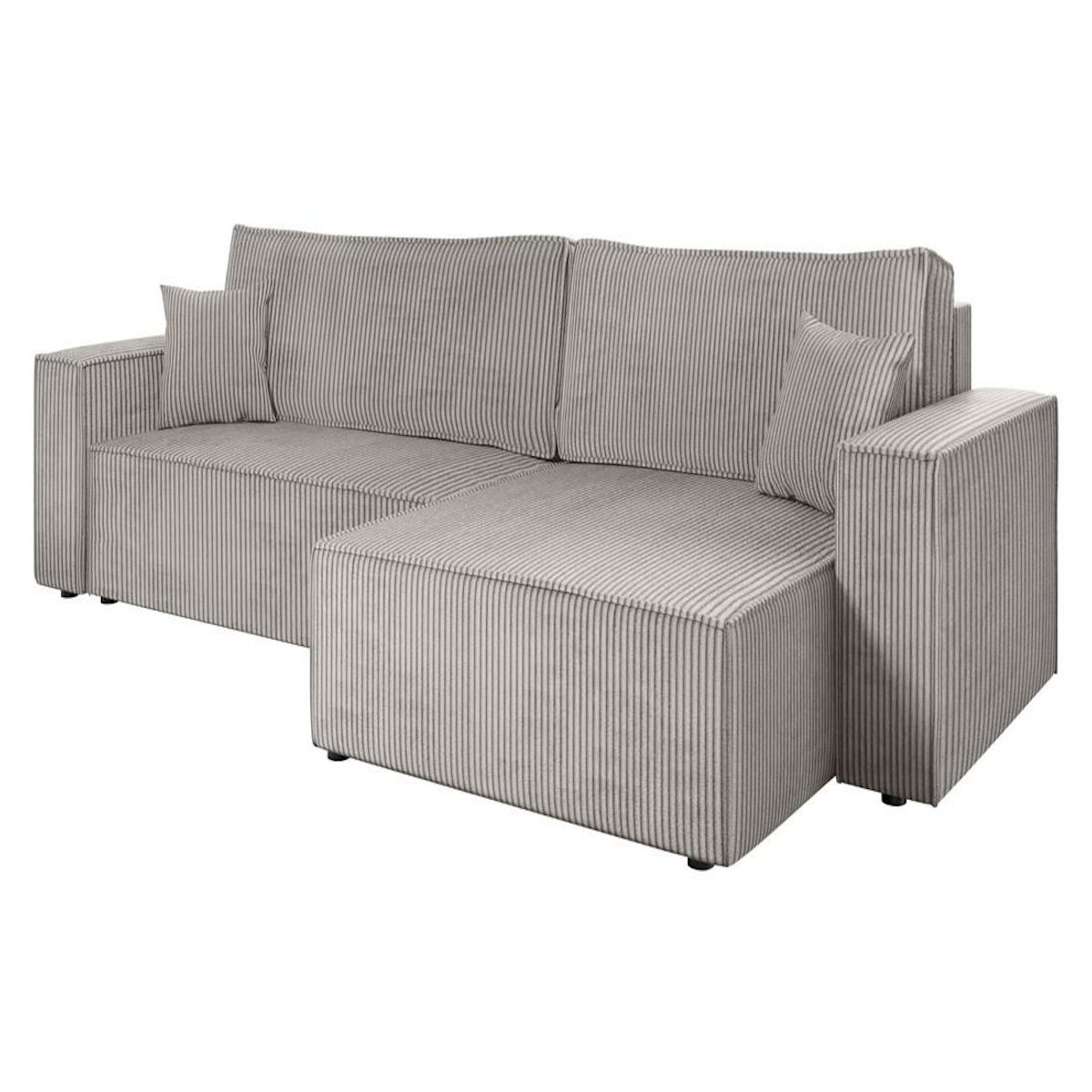 BEST MOBILIER Cezanne - canapé d'angle réversible 5 places convertible avec coffre en velours côtelé