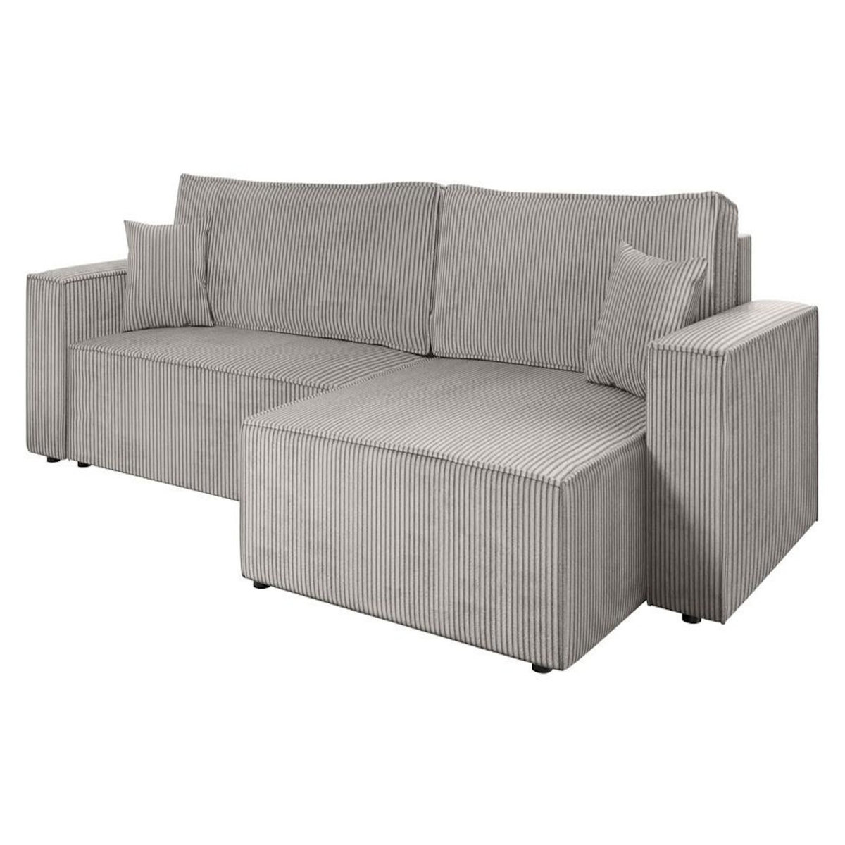 BEST MOBILIER Cezanne - canapé d'angle réversible 5 places convertible avec coffre en velours côtelé