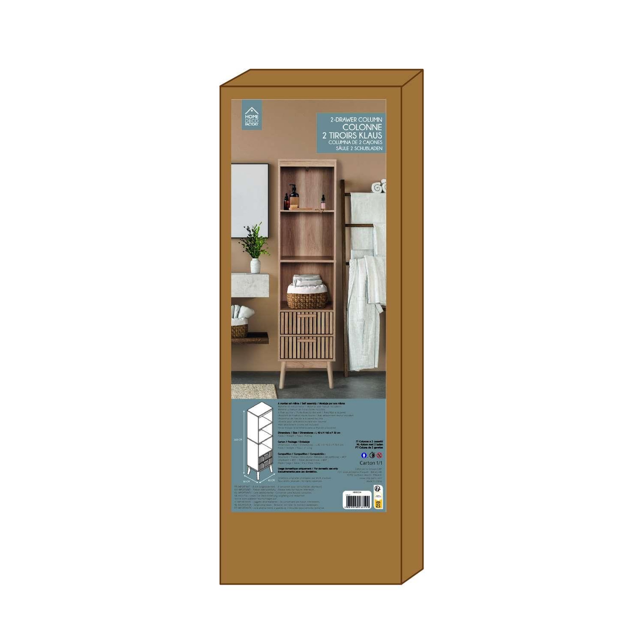 Voir la diapositive 5 : The Home Deco Factory Colonne de rangement saulk en bois - marron