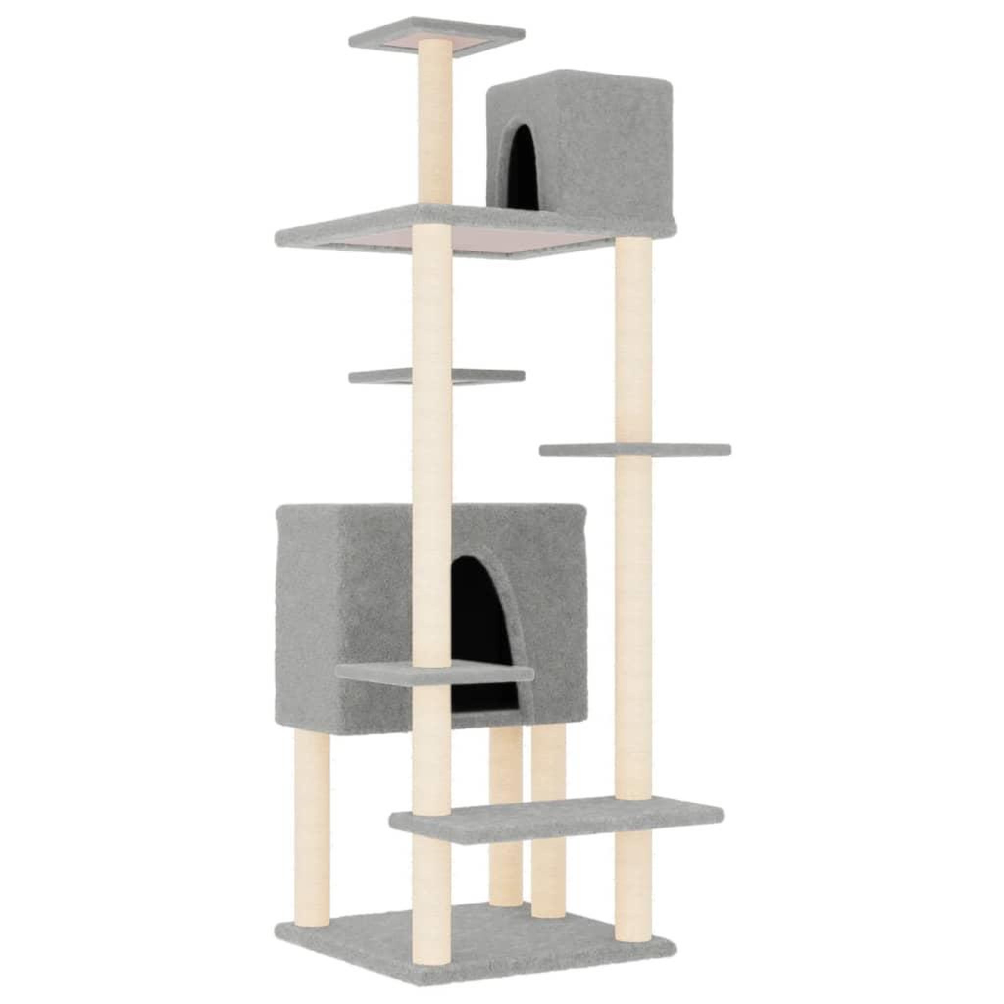 Voir la diapositive 2 : VIDAXL Arbre a chat avec griffoirs en sisal Gris clair 154 cm