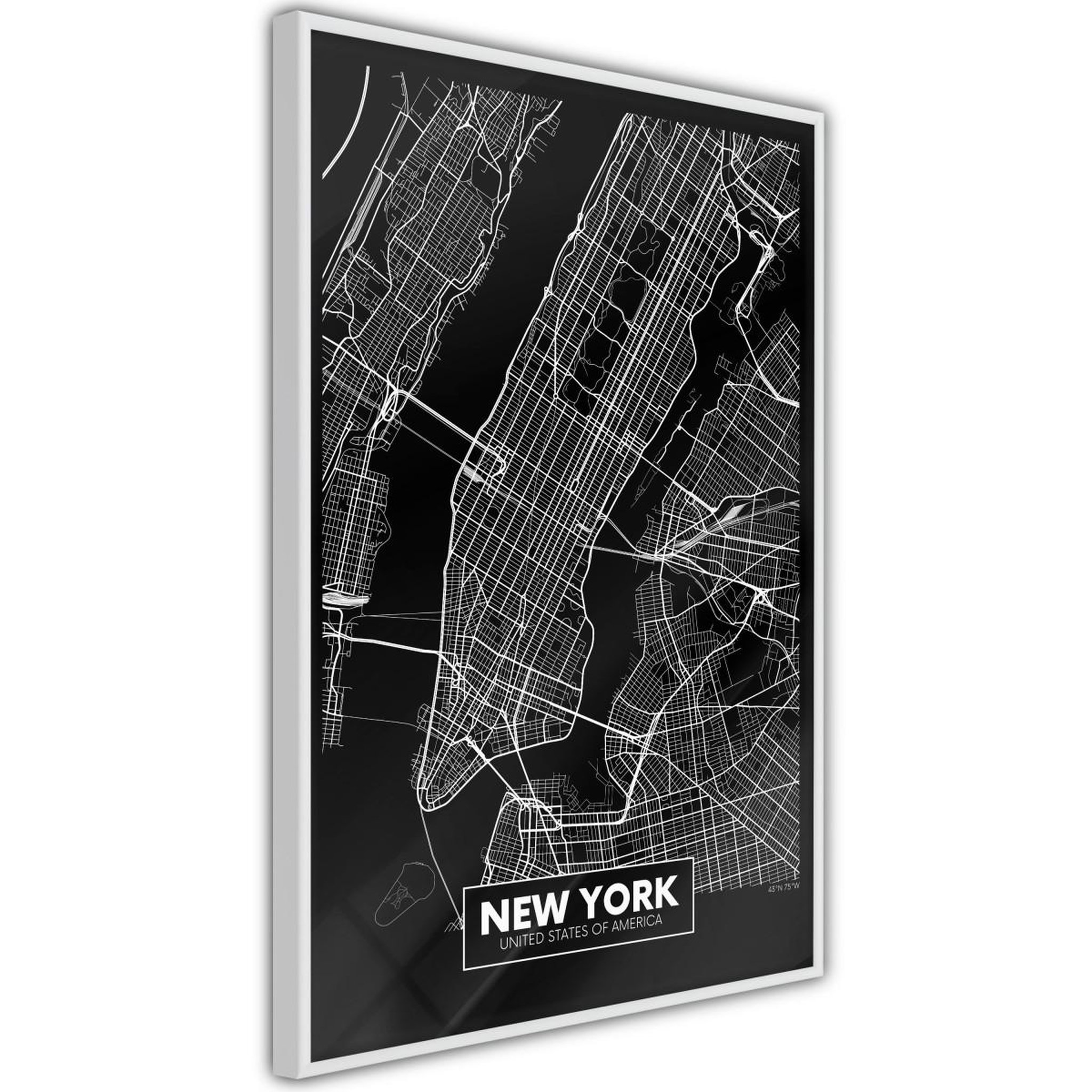 Paris Prix Affiche murale encadrée  city map new york dark