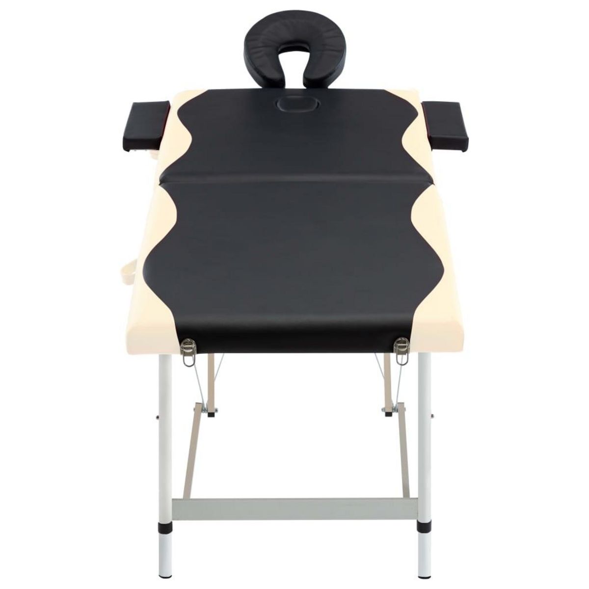VIDAXL Table de massage pliable 2 zones Aluminium Noir et beige