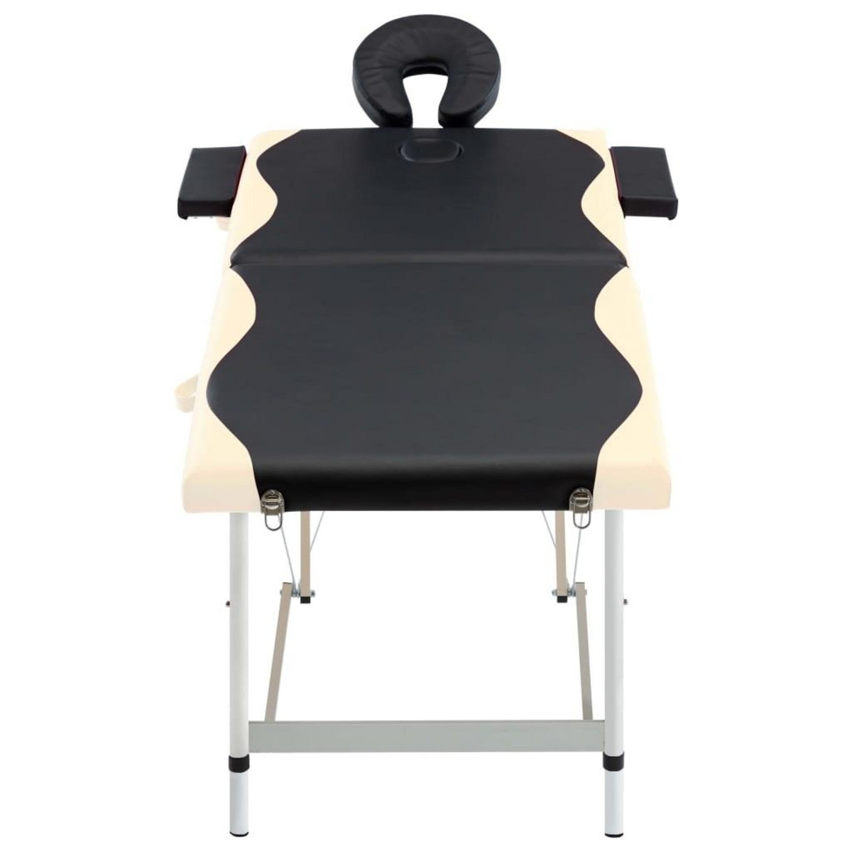 VIDAXL Table de massage pliable 2 zones Aluminium Noir et beige