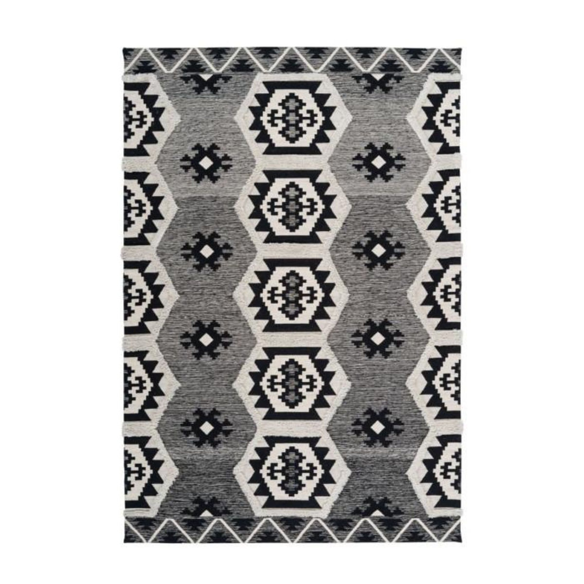 Paris Prix Tapis Coupe 3D à Poils Courts  Ethnie  Gris