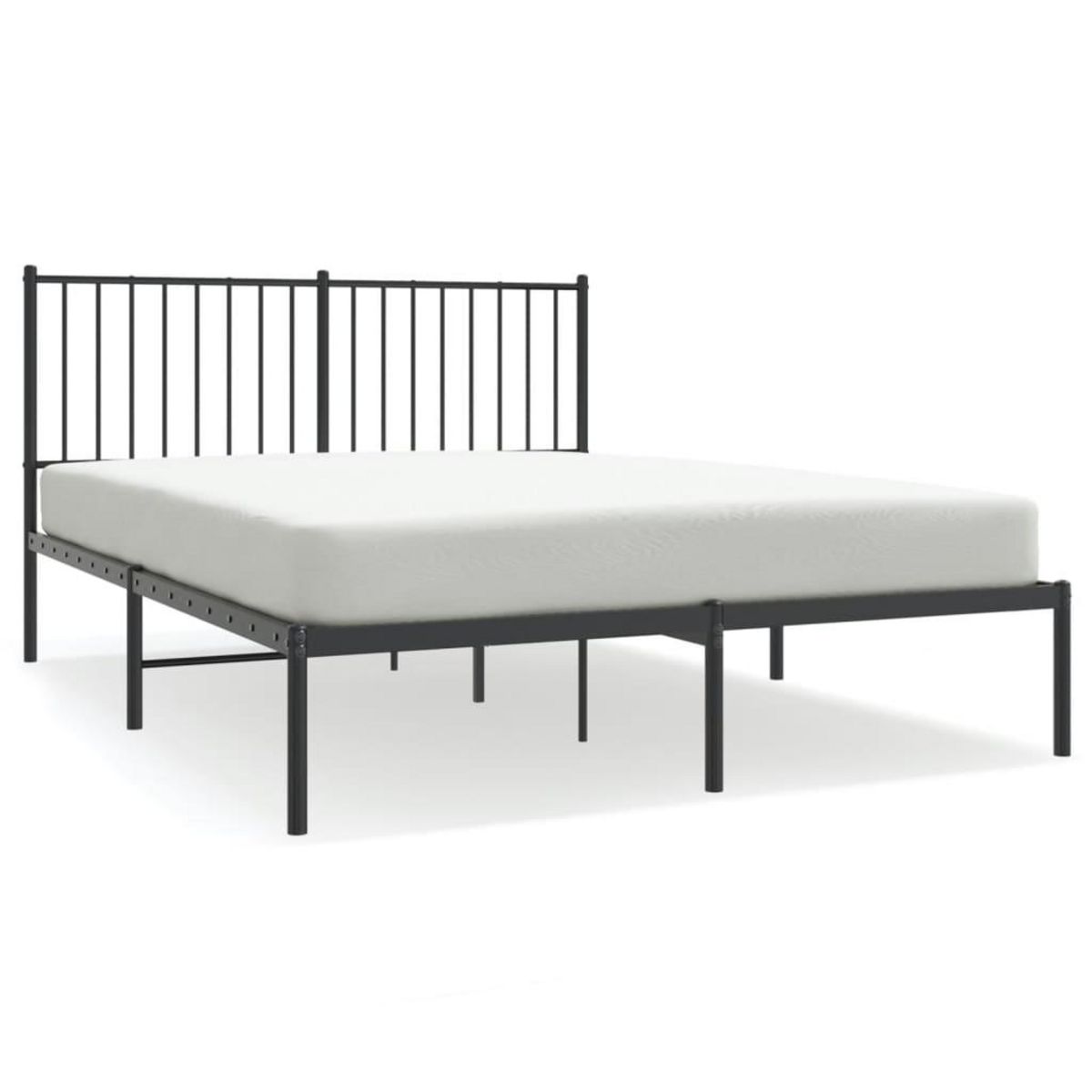 VIDAXL Cadre de lit metal sans matelas avec tete de lit noir 140x190cm