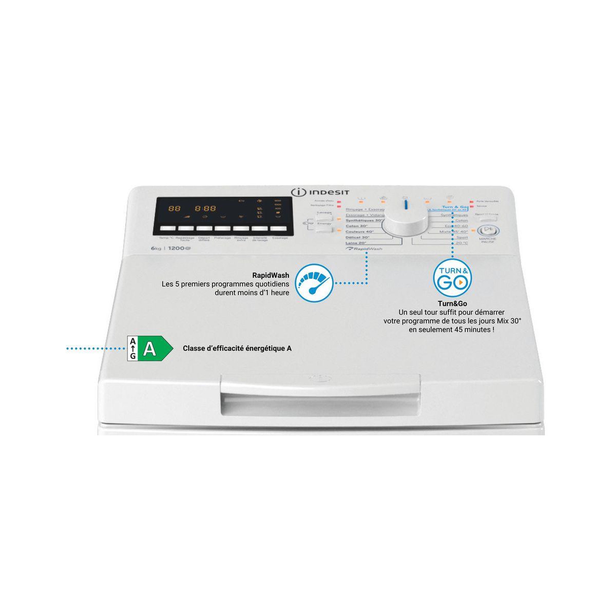 Voir la diapositive 2 : Indesit Lave linge top btwhs6261fr