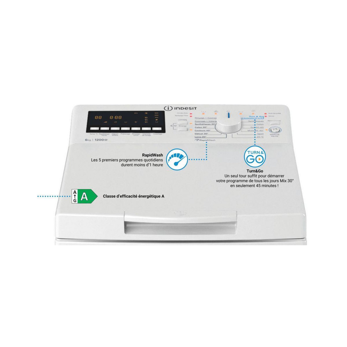 Indesit Lave linge top BTWHS6261FR