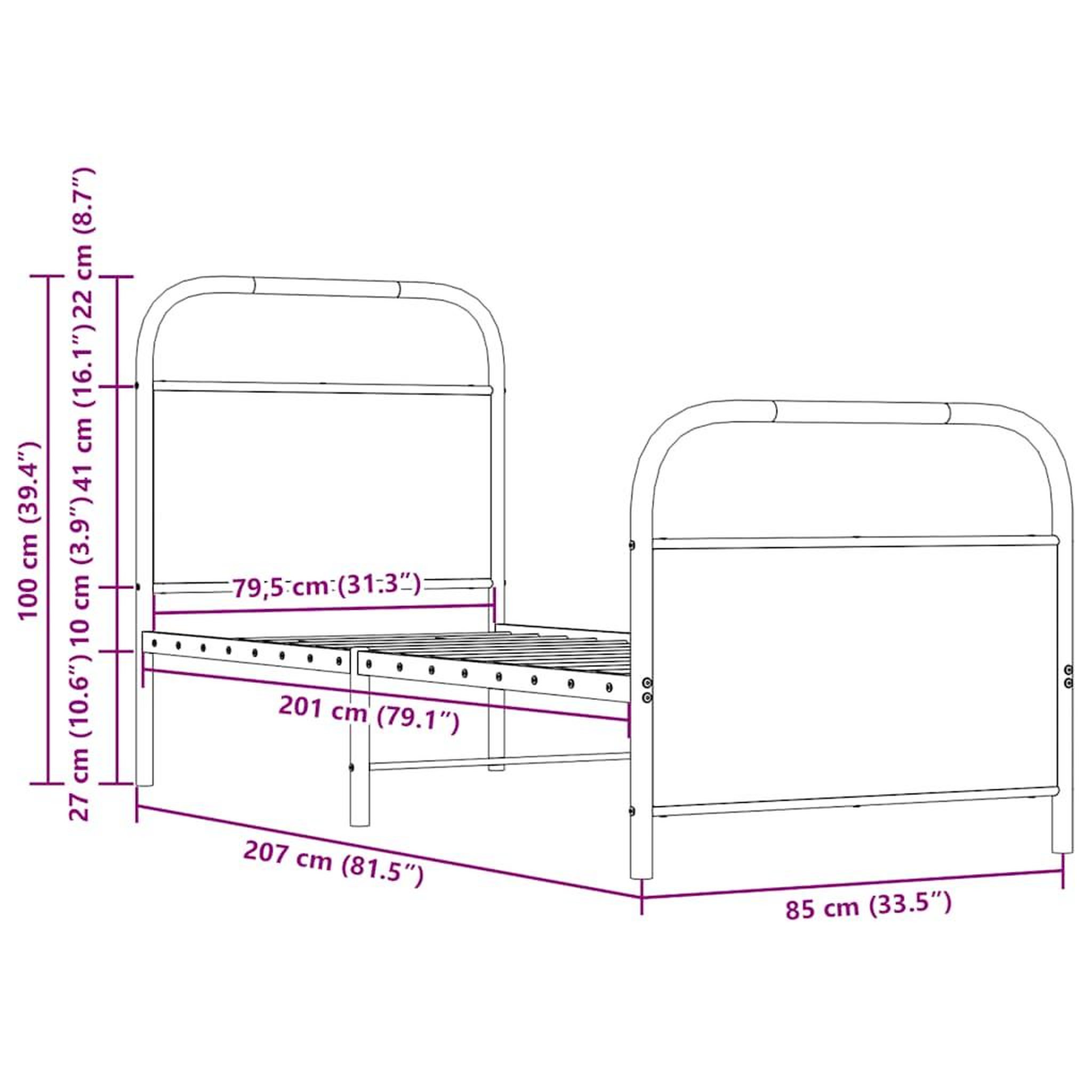 Voir la diapositive 6 : VIDAXL Cadre de lit sans matelas 80x200cm chene marron bois ingenierie