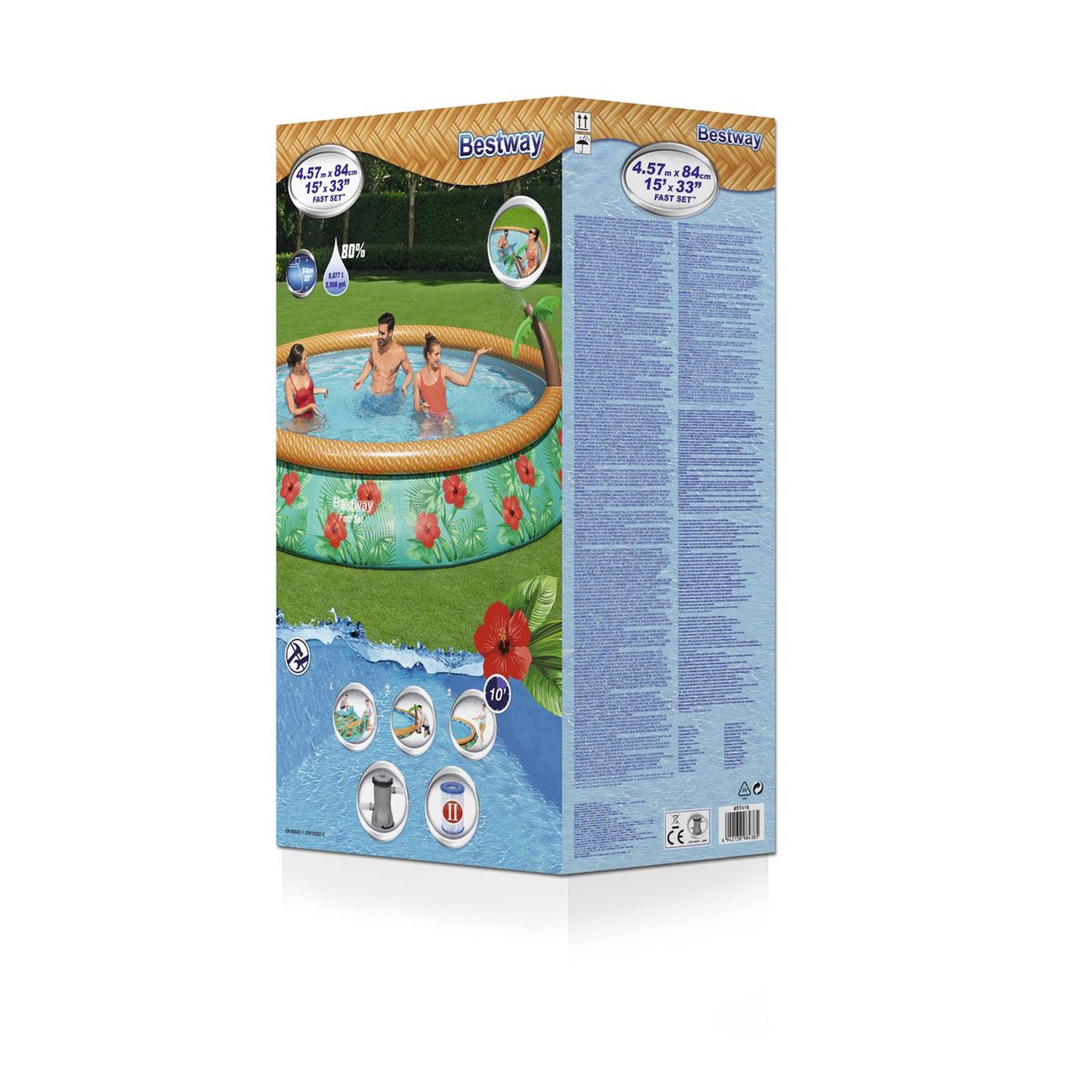 Voir la diapositive 8 : BESTWAY Piscine hors sol diamètre 457 x 84 cm Fast Set