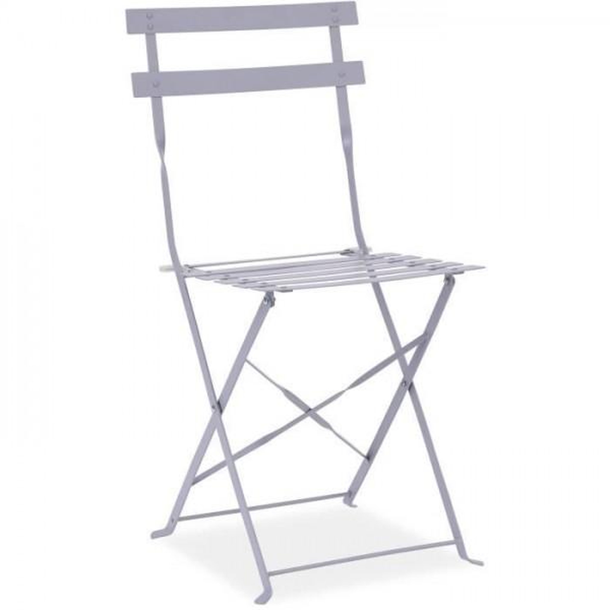 Voir la diapositive 4 : MARKET24 Set bistrot - Ensemble repas de jardin - Table pliante Diam.60 cm + 2 chaises - Acier thermolaqué - Gris