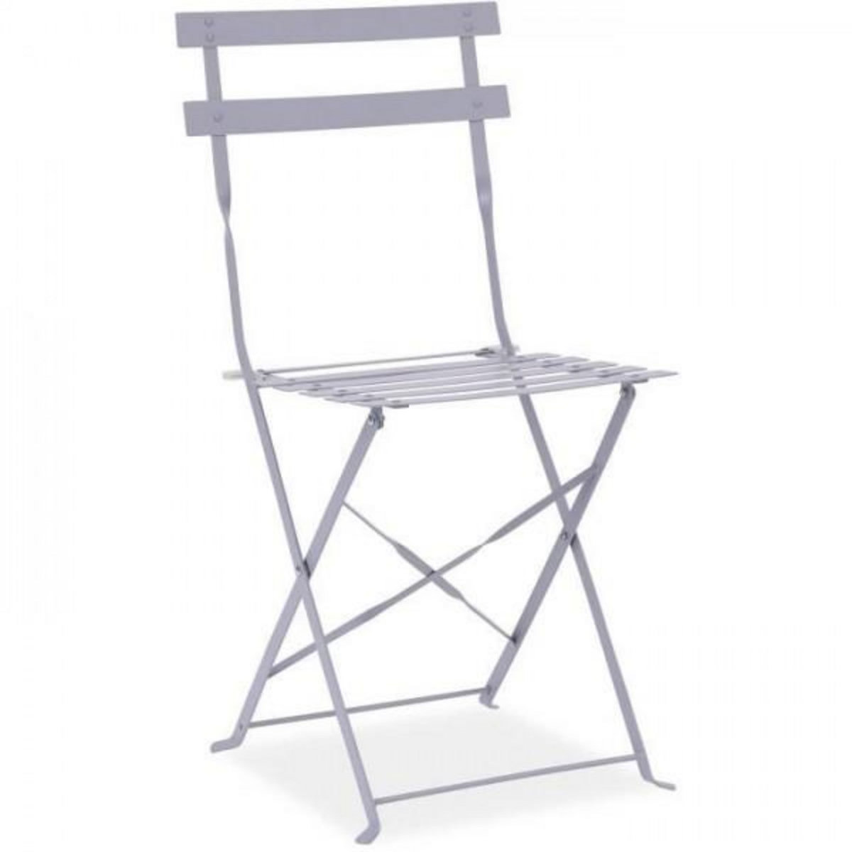 MARKET24 Set bistrot - Ensemble repas de jardin - Table pliante Diam.60 cm + 2 chaises - Acier thermolaqué - Gris