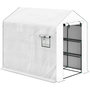 Voir la diapositive 1 : OUTSUNNY Serre de jardin 4 étagères - porte enroulable zippée, 2 fenêtres - 143 x 215 x 190 cm - acier vert PE blanc