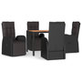 Voir la diapositive 2 : VIDAXL Ensemble a manger de jardin 5pcs Noir Poly rotin et acacia
