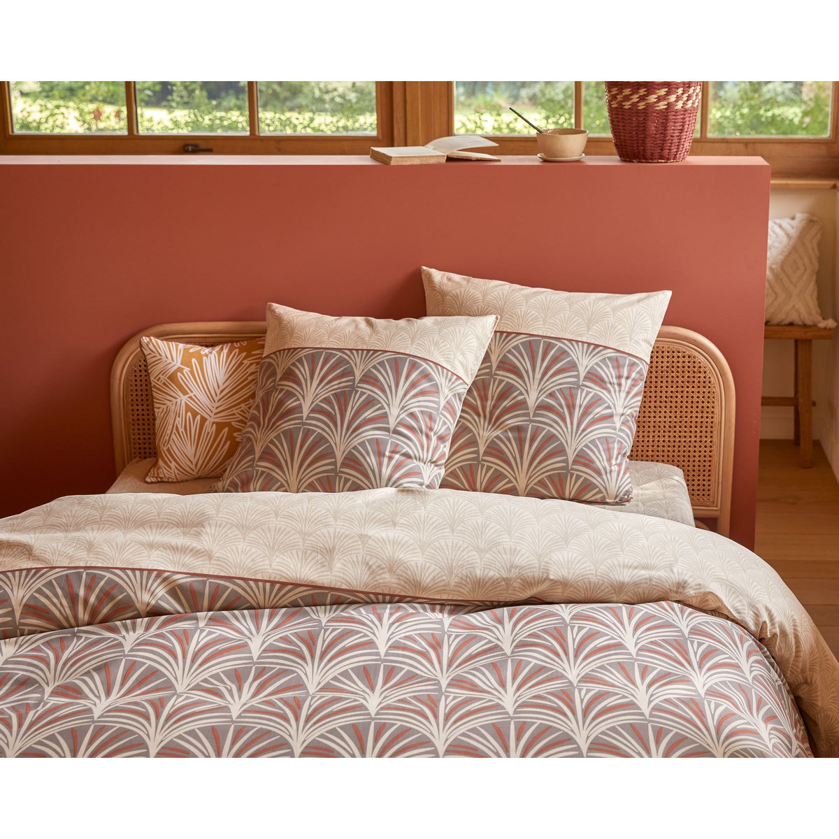 ACTUEL Parure housse de couette en coton organique 52 fils motif art déco PERCY